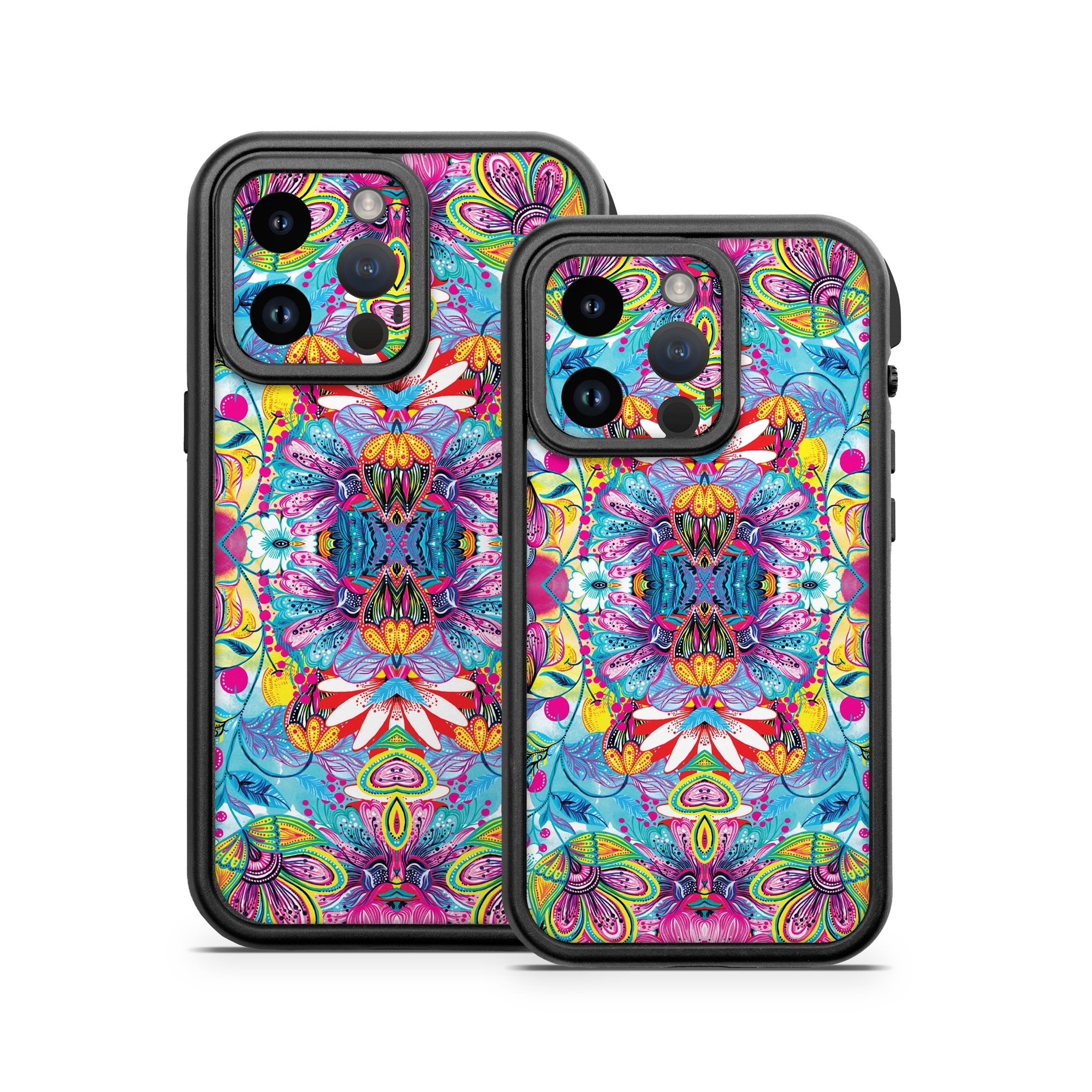 OtterBox Fre iPhone 14 Series Case Skin design of Pattern, Psychedelic art, Design, Textile, Visual arts, Art, Magenta, Motif, Symmetry, Paisley, with pink, blue, purple, yellow, orange, green, red colors
