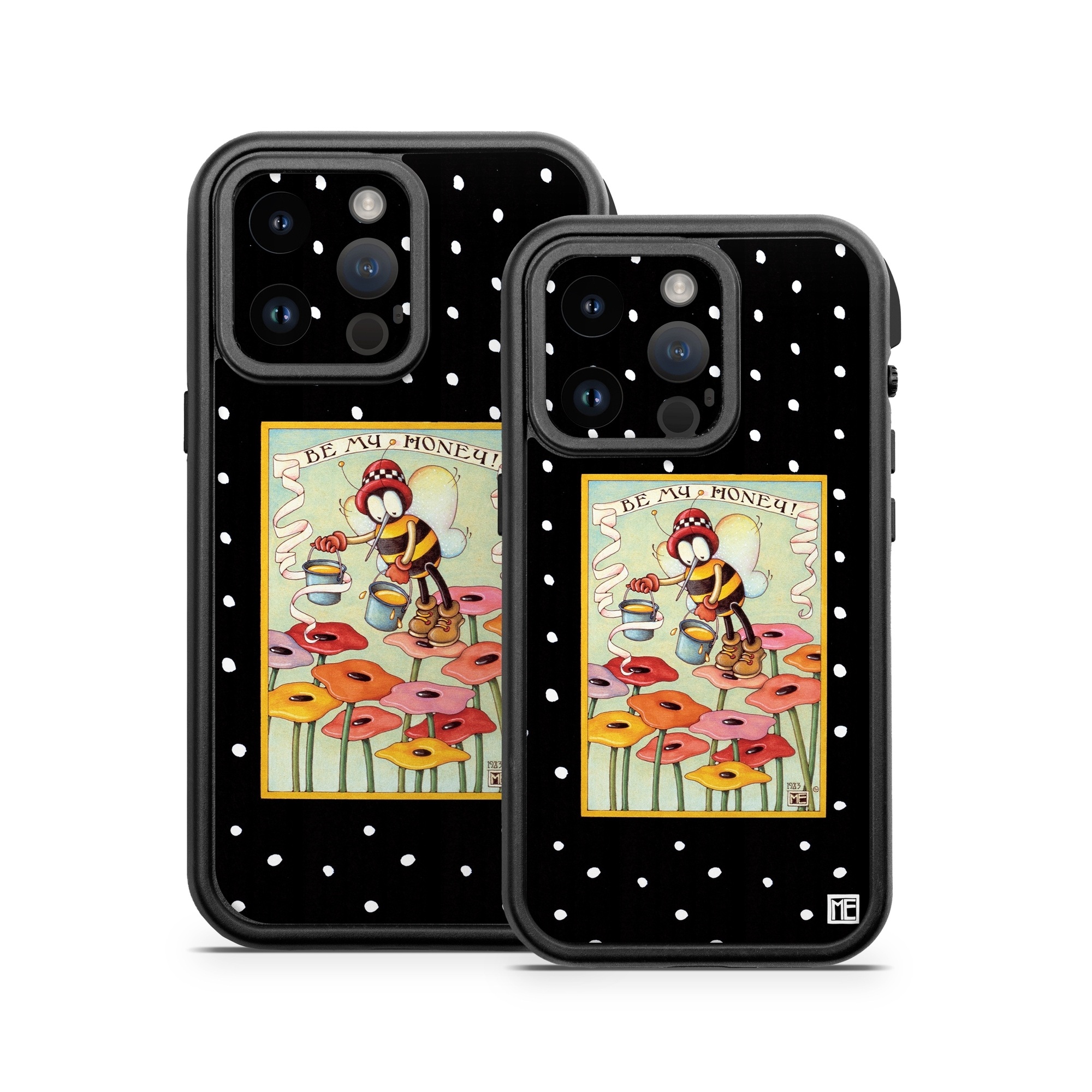 OtterBox Fre iPhone 14 Series Case Skin design of Cartoon, Illustration, Art, with black, white, yellow, orange, pink, red, blue, green colors