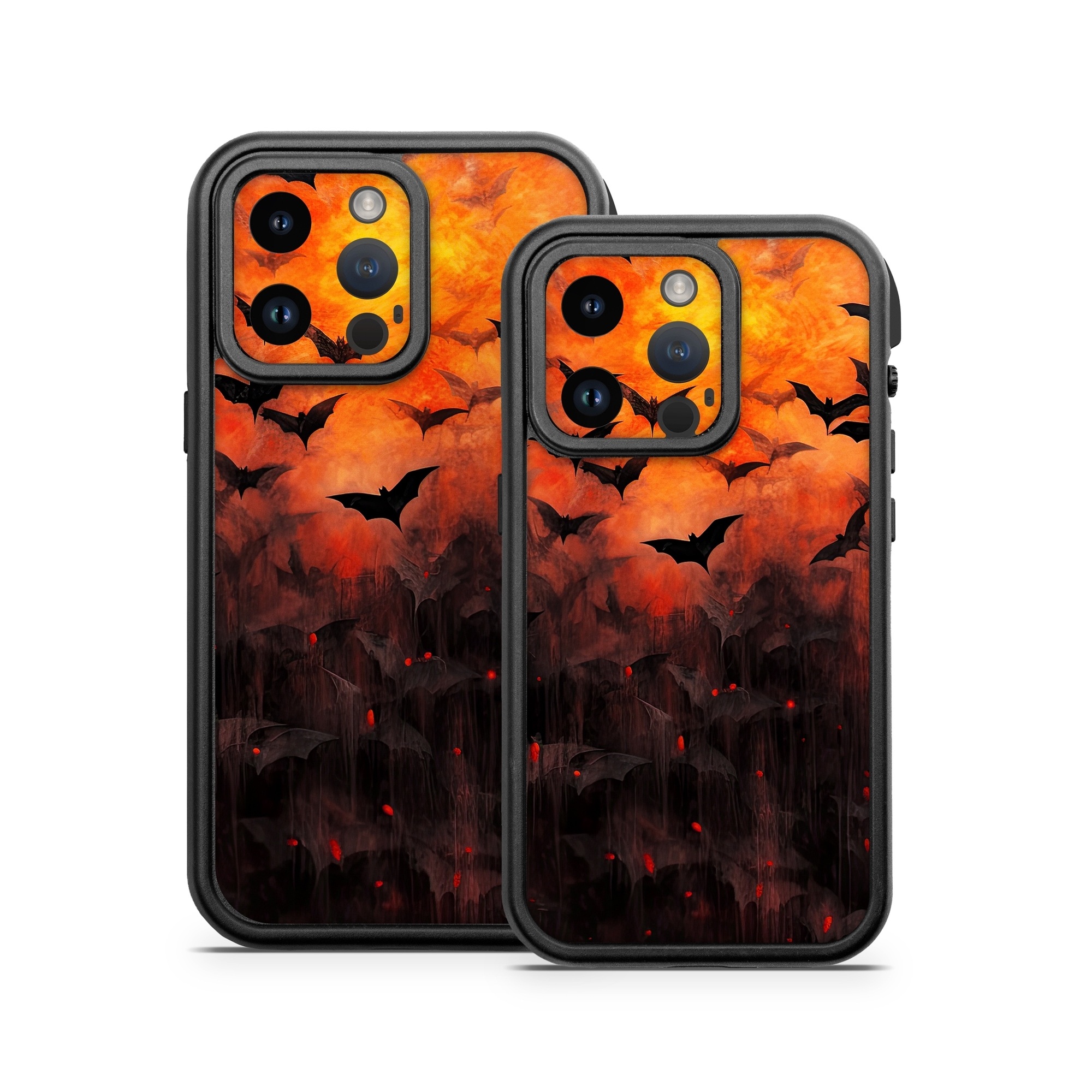 OtterBox Fre iPhone 14 Series Case Skin design of Vertebrate, Plant, Leaf, Orange, Branch, Natural landscape, Organism, Bird, Deciduous, Woody plant, with yellow, orange, red, black colors