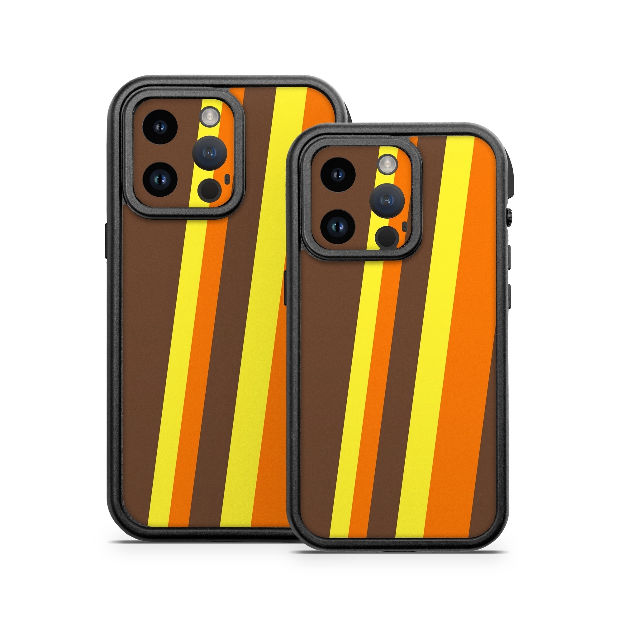 OtterBox Fre iPhone 14 Series Case Skin design of Orange, Yellow, Line, Brown, Font, Material property, Graphic design, Pattern, Parallel, with brown, orange, yellow colors