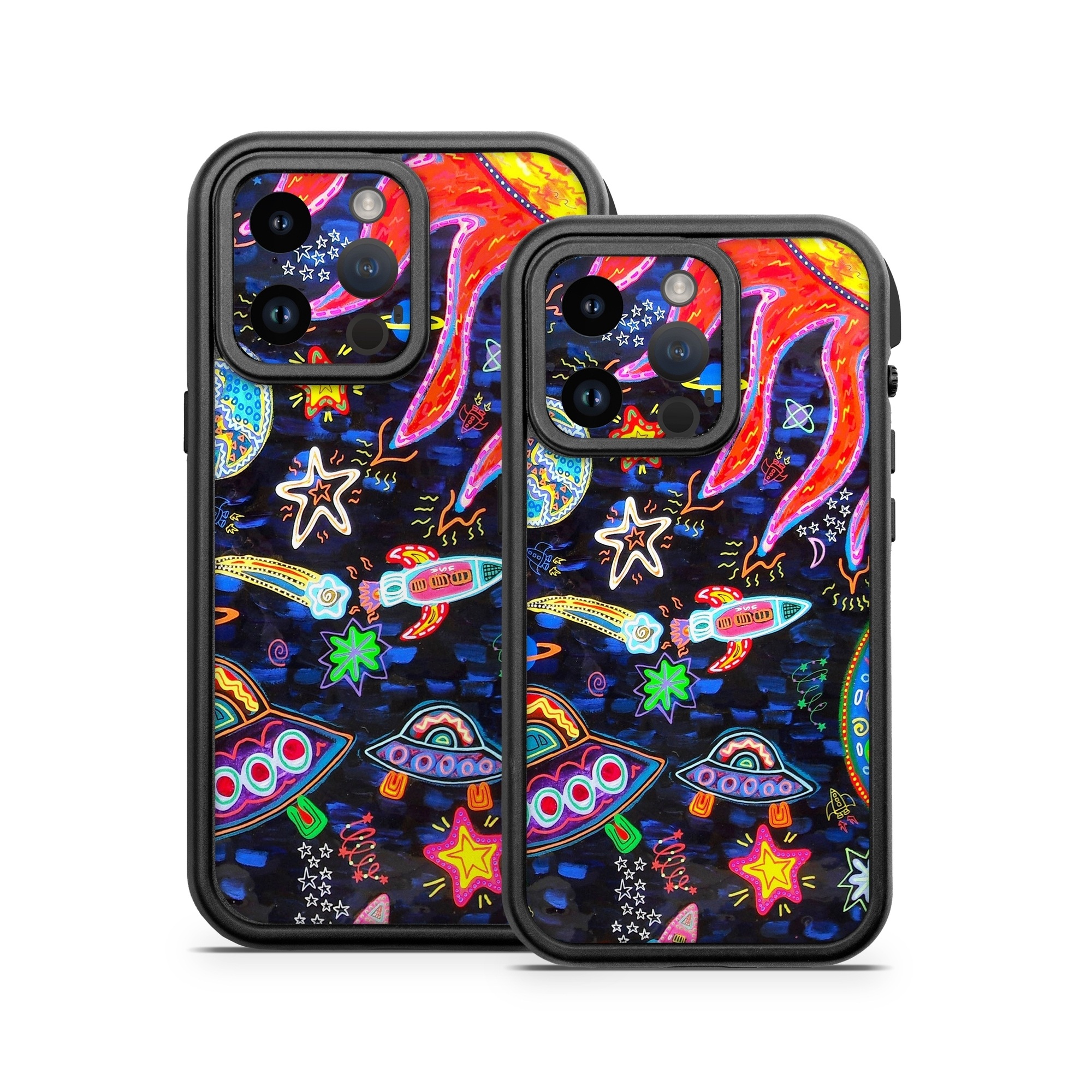 OtterBox Fre iPhone 14 Series Case Skin design of Pattern, Psychedelic art, Visual arts, Paisley, Design, Motif, Art, Textile, with black, gray, blue, red colors