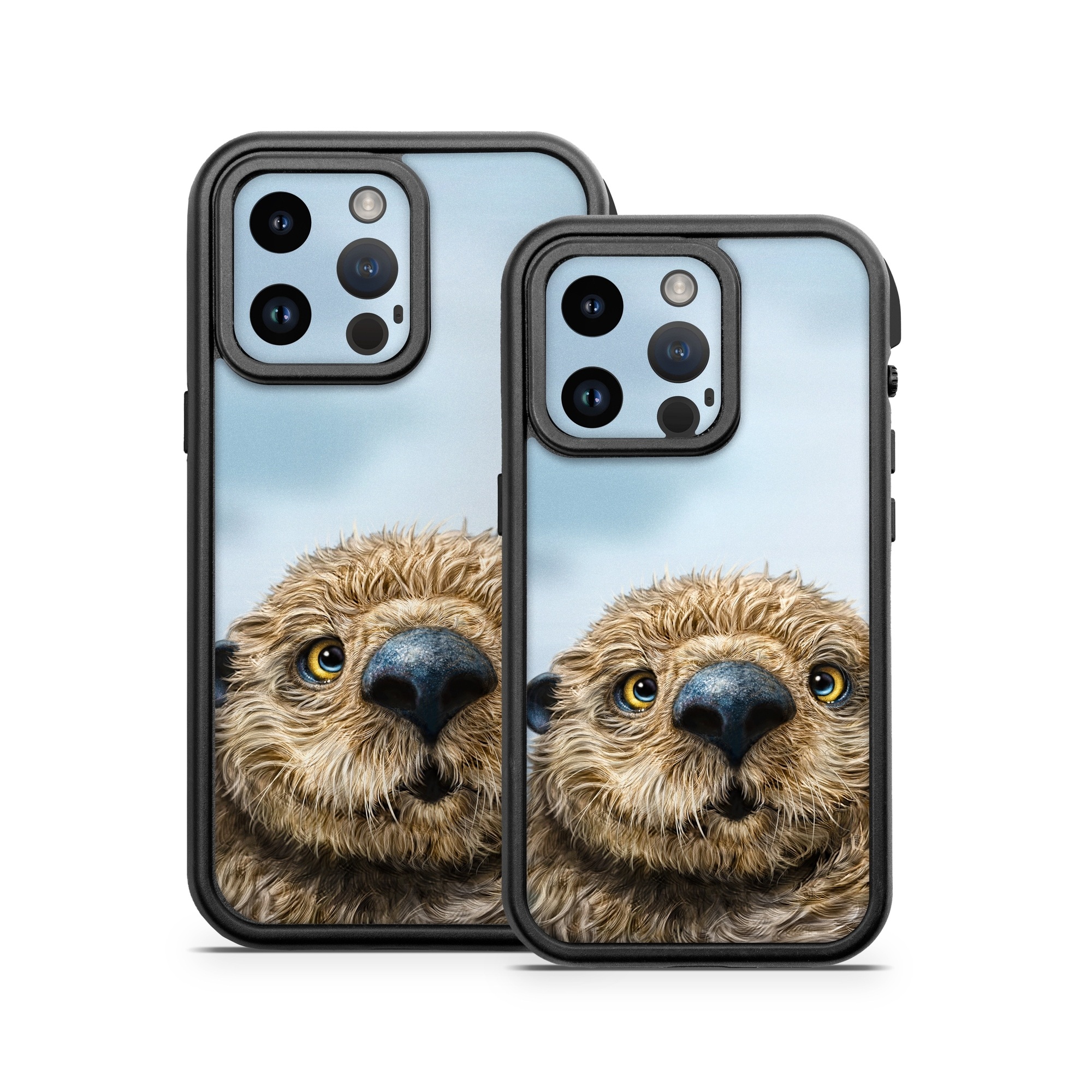 OtterBox Fre iPhone 14 Series Case Skin design of Mammal, Vertebrate, Otter, Sea otter, North american river otter, Marine mammal, Terrestrial animal, Mustelidae, Snout, Organism, with gray, black, blue, green, red colors