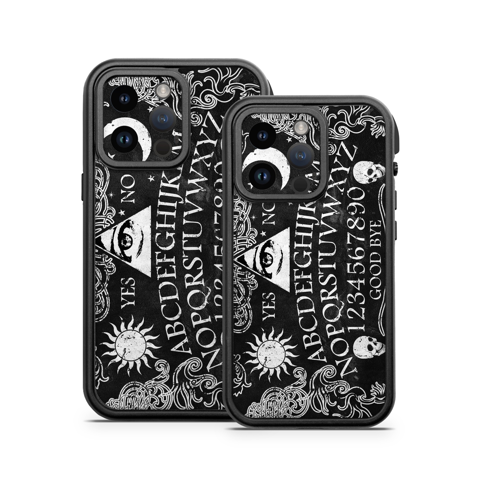 OtterBox Fre iPhone 14 Series Case Skin design of Text, Font, Pattern, Design, Illustration, Headpiece, Tiara, Black-and-white, Calligraphy, Hair accessory, with black, white, gray colors