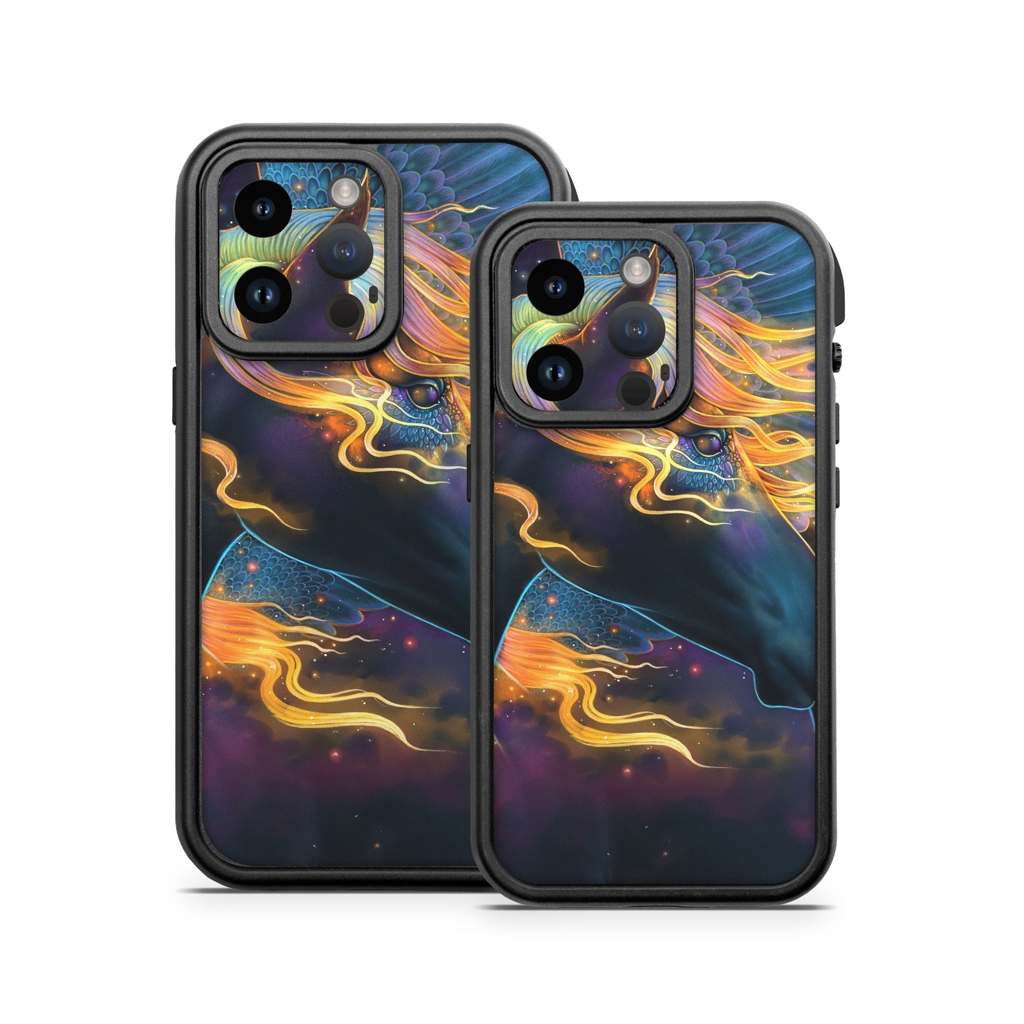 OtterBox Fre iPhone 14 Series Case Skin design of Organism, Astronomical object, Art, Electric blue, Space, Darkness, Liquid, Science, Graphics, Visual arts, with black, blue, yellow, white, orange, purple, red colors