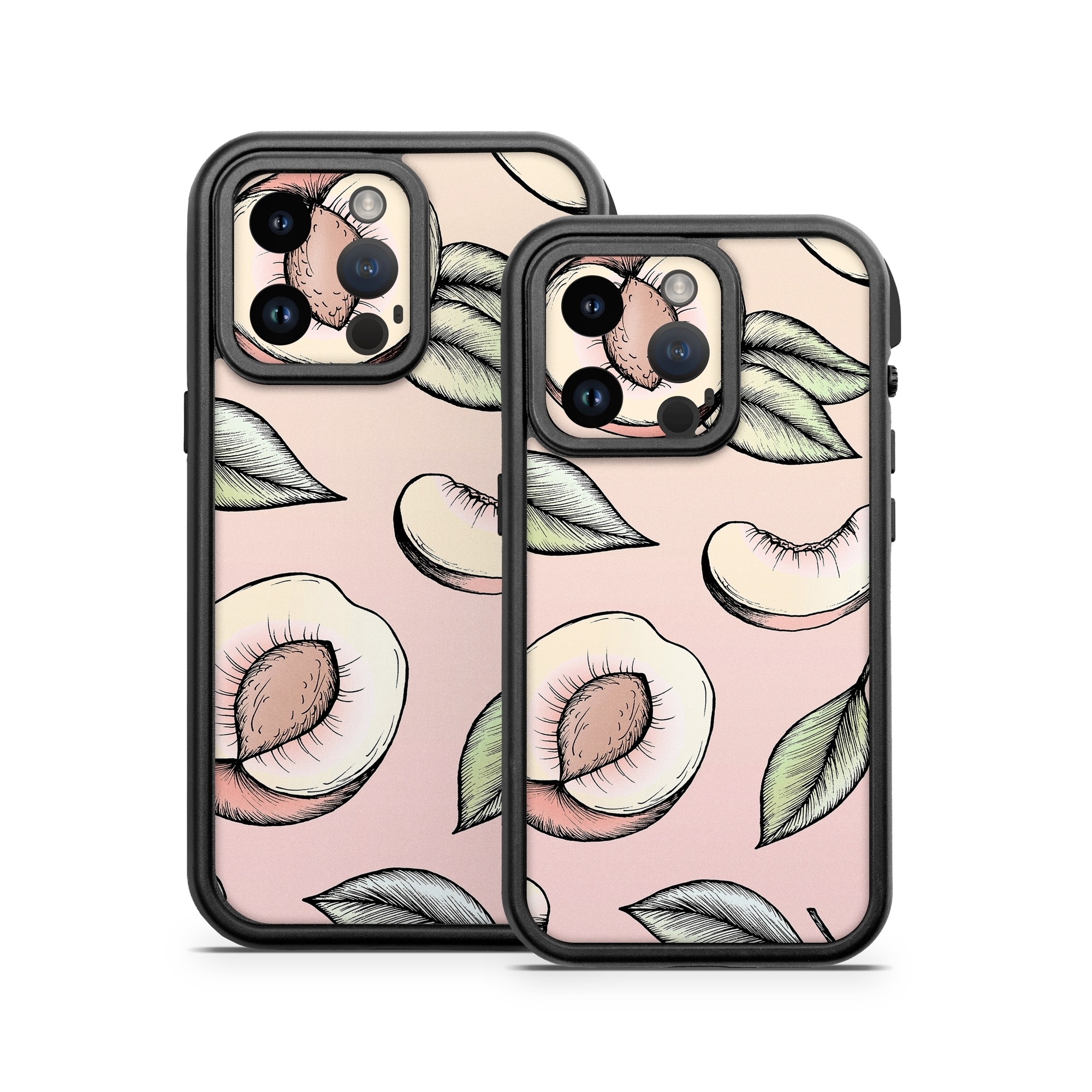 OtterBox Fre iPhone 14 Series Case Skin design of Pattern, Leaf, Botany, Organism, Design, Plant, Illustration, Clip art, with pink, green, yellow, orange colors