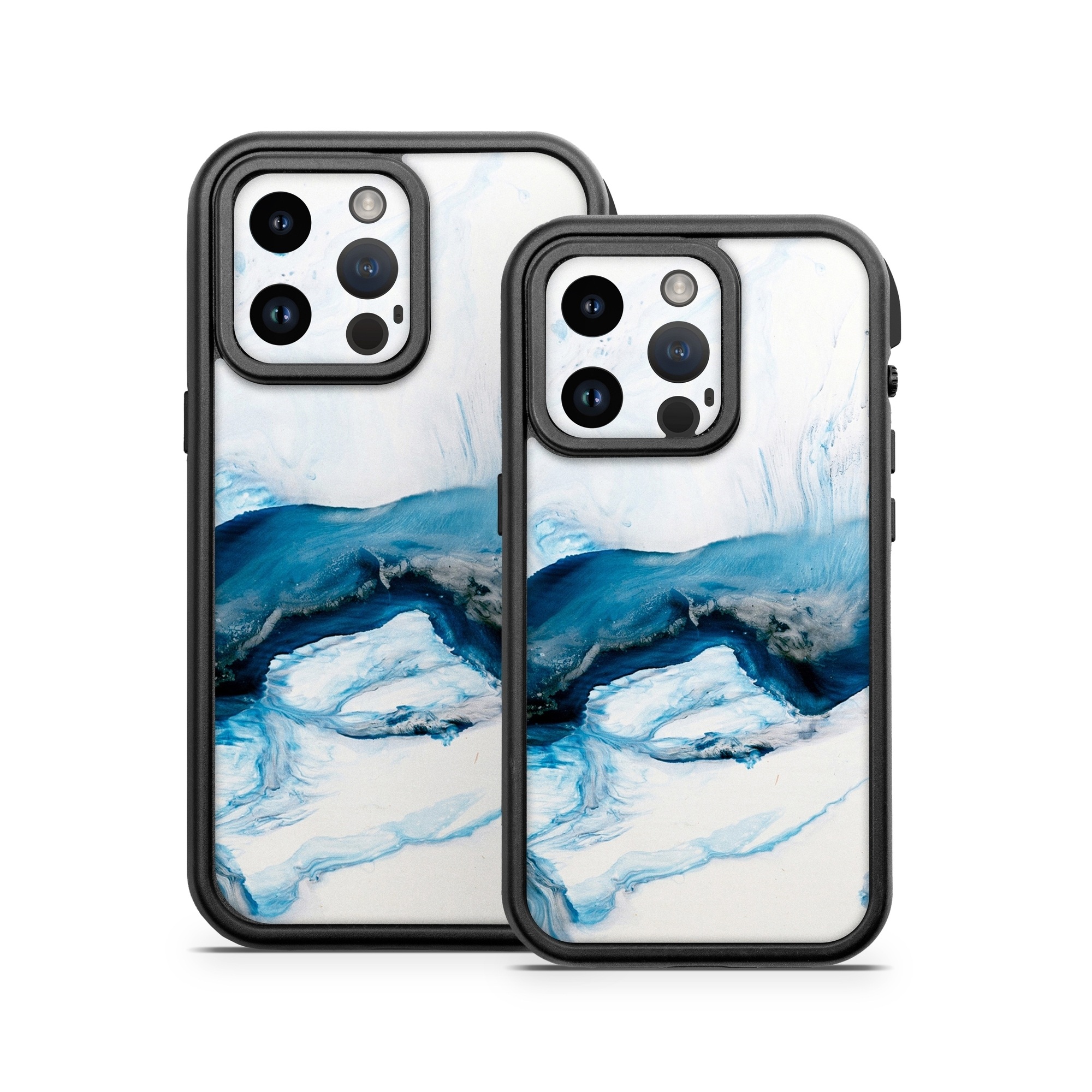 OtterBox Fre iPhone 14 Series Case Skin design of Glacial landform, Blue, Water, Glacier, Sky, Arctic, Ice cap, Watercolor paint, Drawing, Art, with white, blue, black colors
