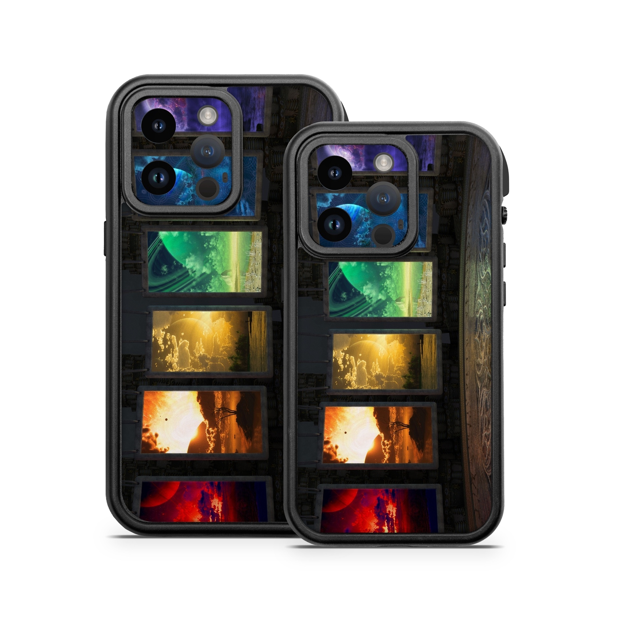 OtterBox Fre iPhone 14 Series Case Skin design of Light, Lighting, Water, Sky, Technology, Night, Art, Geological phenomenon, Electronic device, Glass, with black, red, green, blue colors