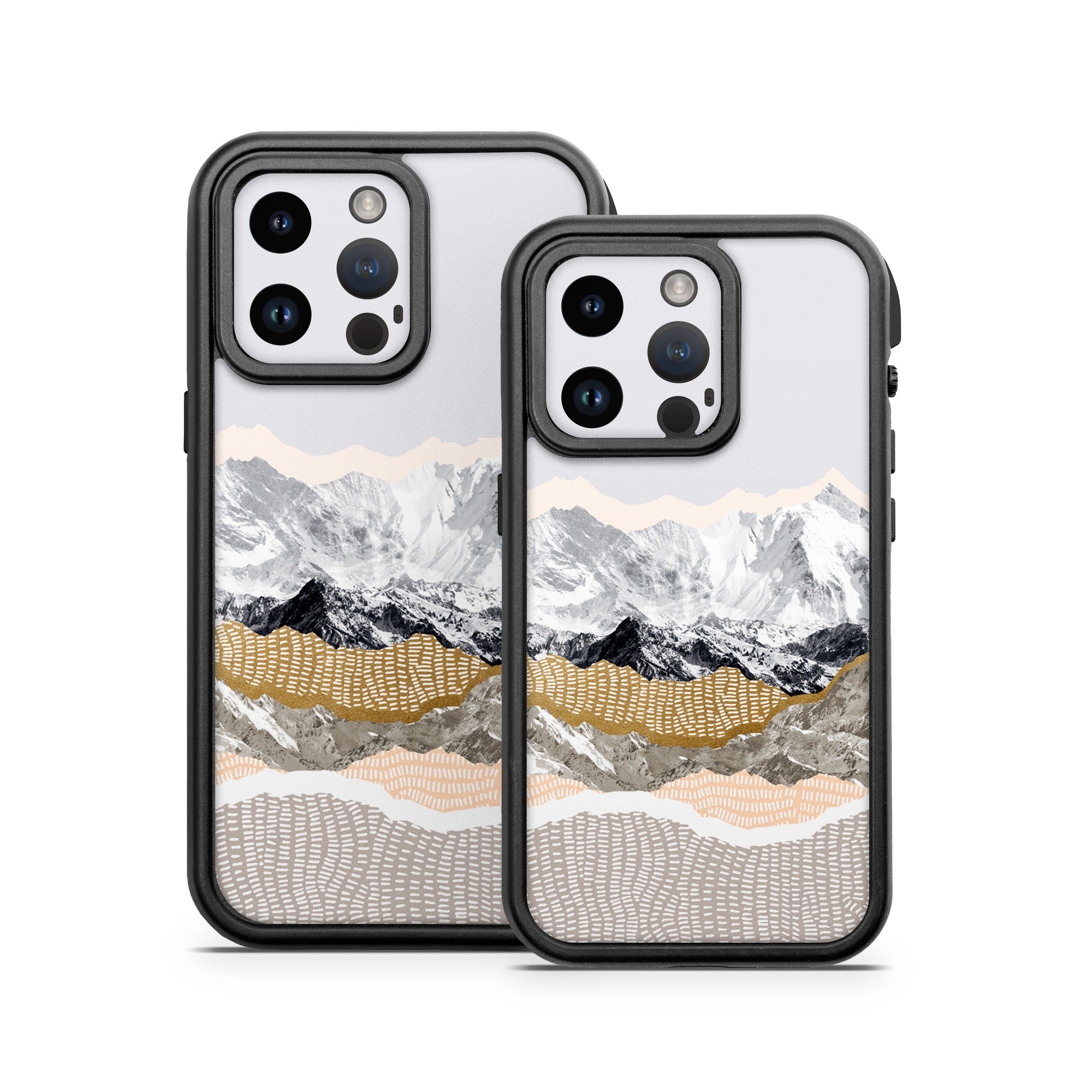 OtterBox Fre iPhone 14 Series Case Skin design of White, Mountainous landforms, Mountain, Mountain range, Glacial landform, Geological phenomenon, Sky, Ridge, Geology, Glacier, with white, yellow, brown, gray, black colors