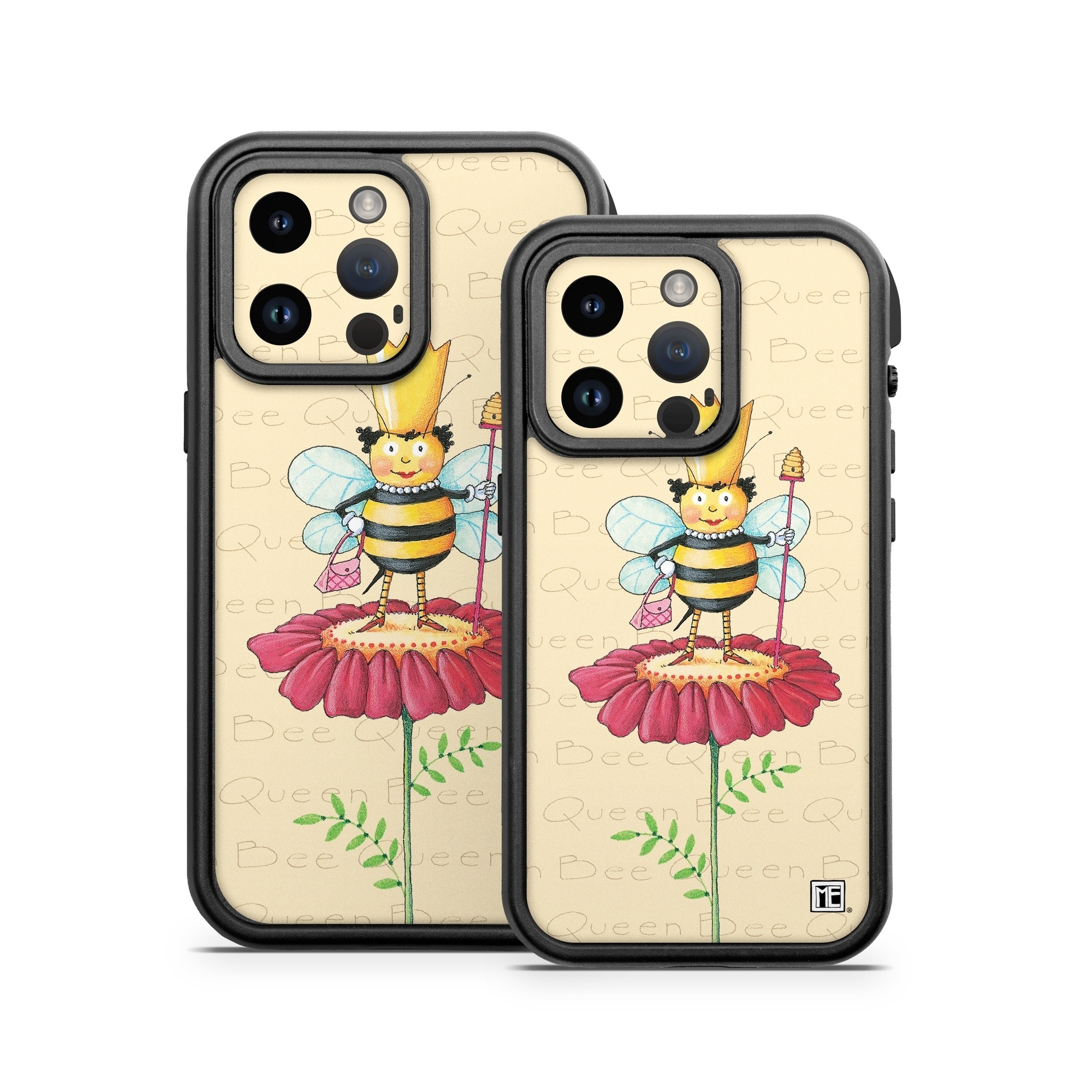 OtterBox Fre iPhone 14 Series Case Skin design of Cartoon, Cut flowers, Flower, Clip art, Plant, Fictional character, Illustration, Wildflower, Plant stem, Drawing, with pink, gray, red, orange, green colors