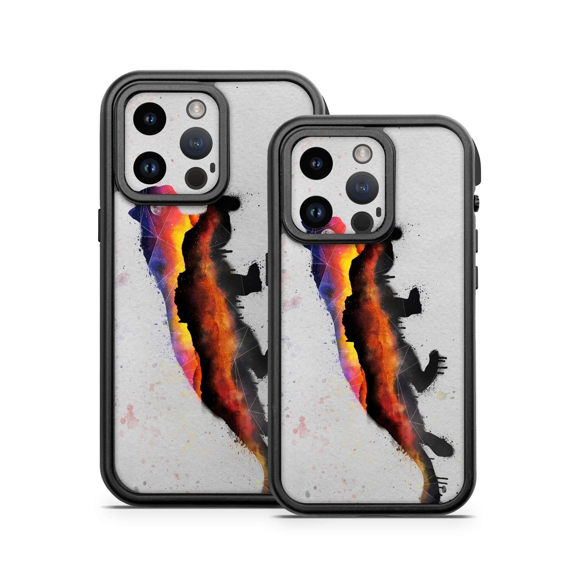 OtterBox Fre iPhone 14 Series Case Skin design of Illustration, Watercolor paint, Art, Tail, Painting, Drawing, Acrylic paint, Geological phenomenon, Red fox, Paint, with gray, black, red, yellow, orange, white colors