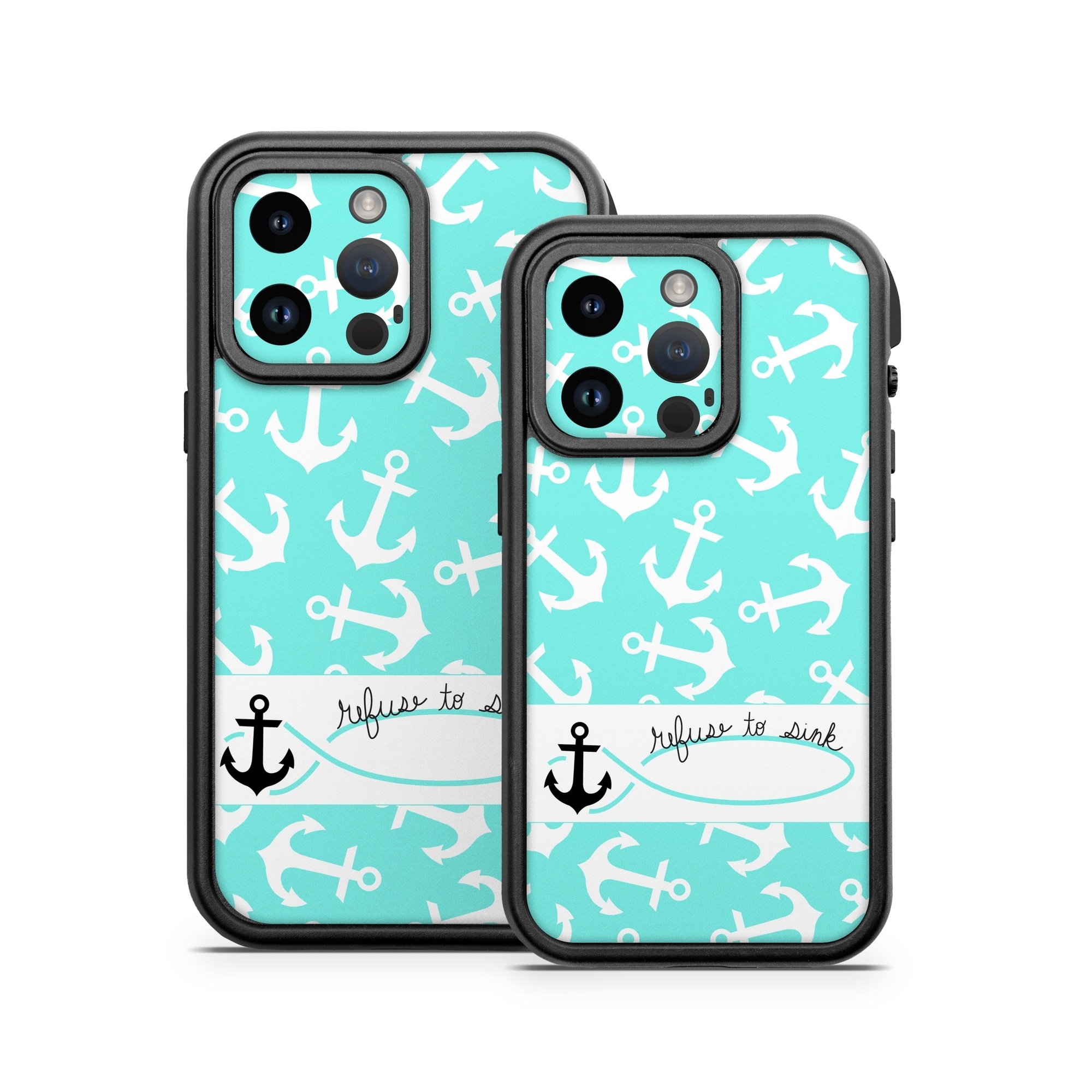 OtterBox Fre iPhone 14 Series Case Skin design of Text, Turquoise, Aqua, Font, Teal, Pattern, Line, Design, Illustration, with gray, white, blue, green colors