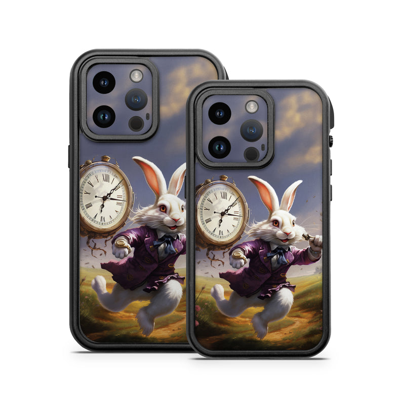 OtterBox Fre iPhone 14 Series Case Skin design of Sky, Plant, Nature, Cartoon, Rabbit, Cloud, Clock, Happy, Fawn, Art, with white, gray, purple, blue, green, pink, brown colors