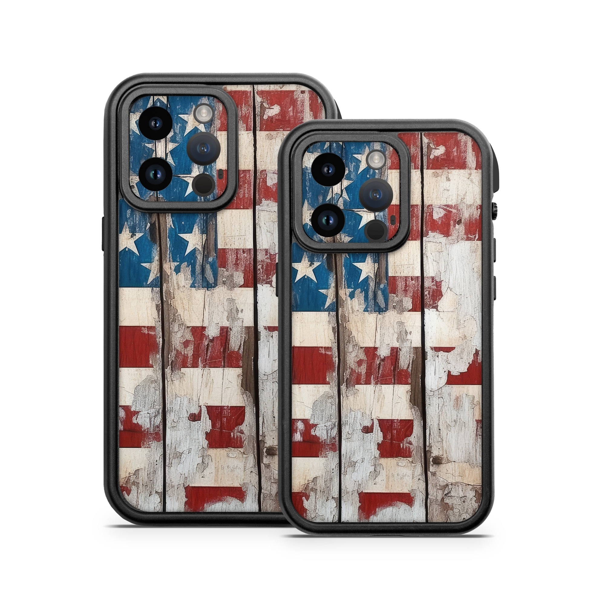 OtterBox Fre iPhone 14 Series Case Skin design of Flag of the united states, World, Rectangle, Textile, Line, Wall, Flag, Symmetry, Tints and shades, Pattern, with red, blue, white, brown, gray, black colors