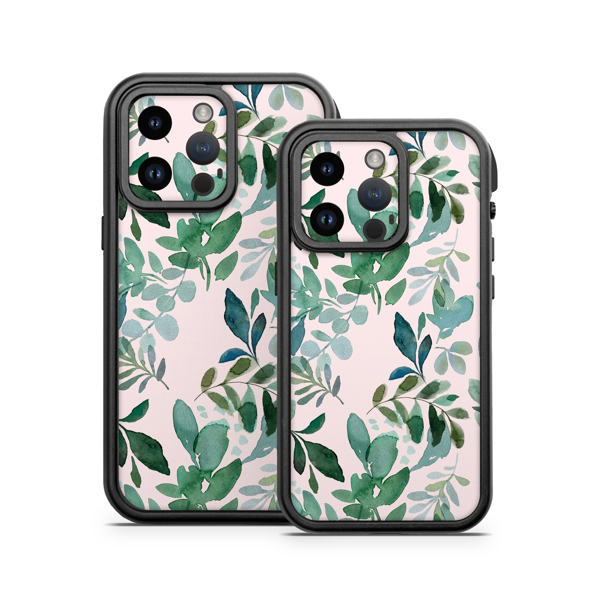 OtterBox Fre iPhone 14 Series Case Skin design of Pattern, Green, Leaf, Design, Plant, Tree, Military camouflage, with white, green, blue colors