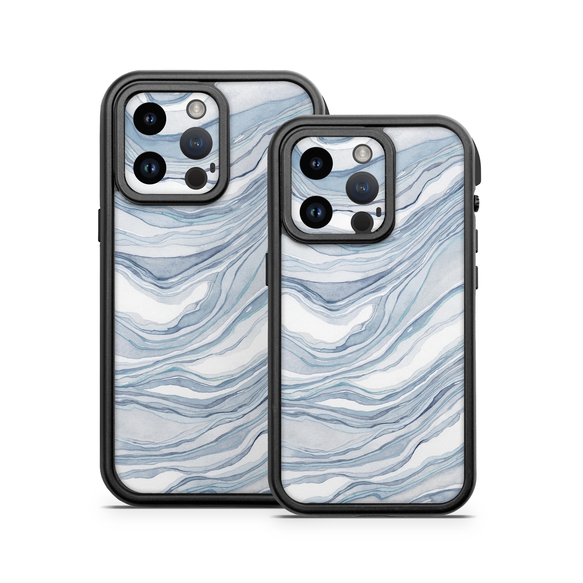 OtterBox Fre iPhone 14 Series Case Skin design of Water, Liquid, Azure, Fluid, Grey, Aqua, Pattern, Wind wave, Electric blue, Wind, with blue, white colors