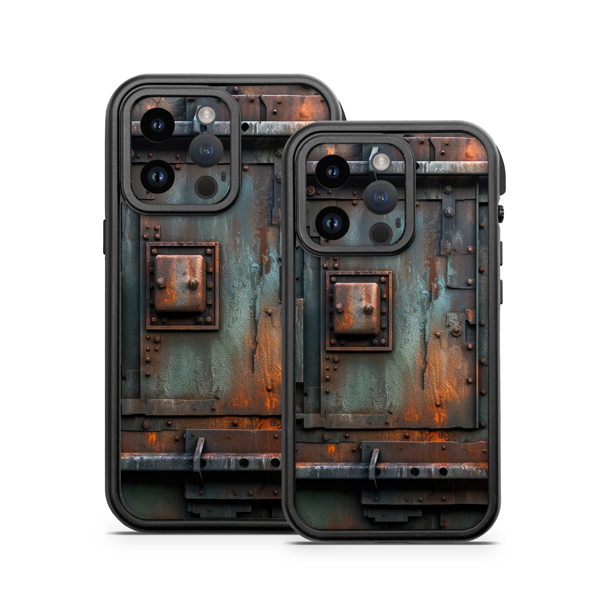 OtterBox Fre iPhone 14 Series Case Skin design of Wood, Train, Wheel, Motor vehicle, Mode of transport, Rolling, Automotive lighting, Rolling stock, freight car, Gas, with black, brown, gray, white, orange colors