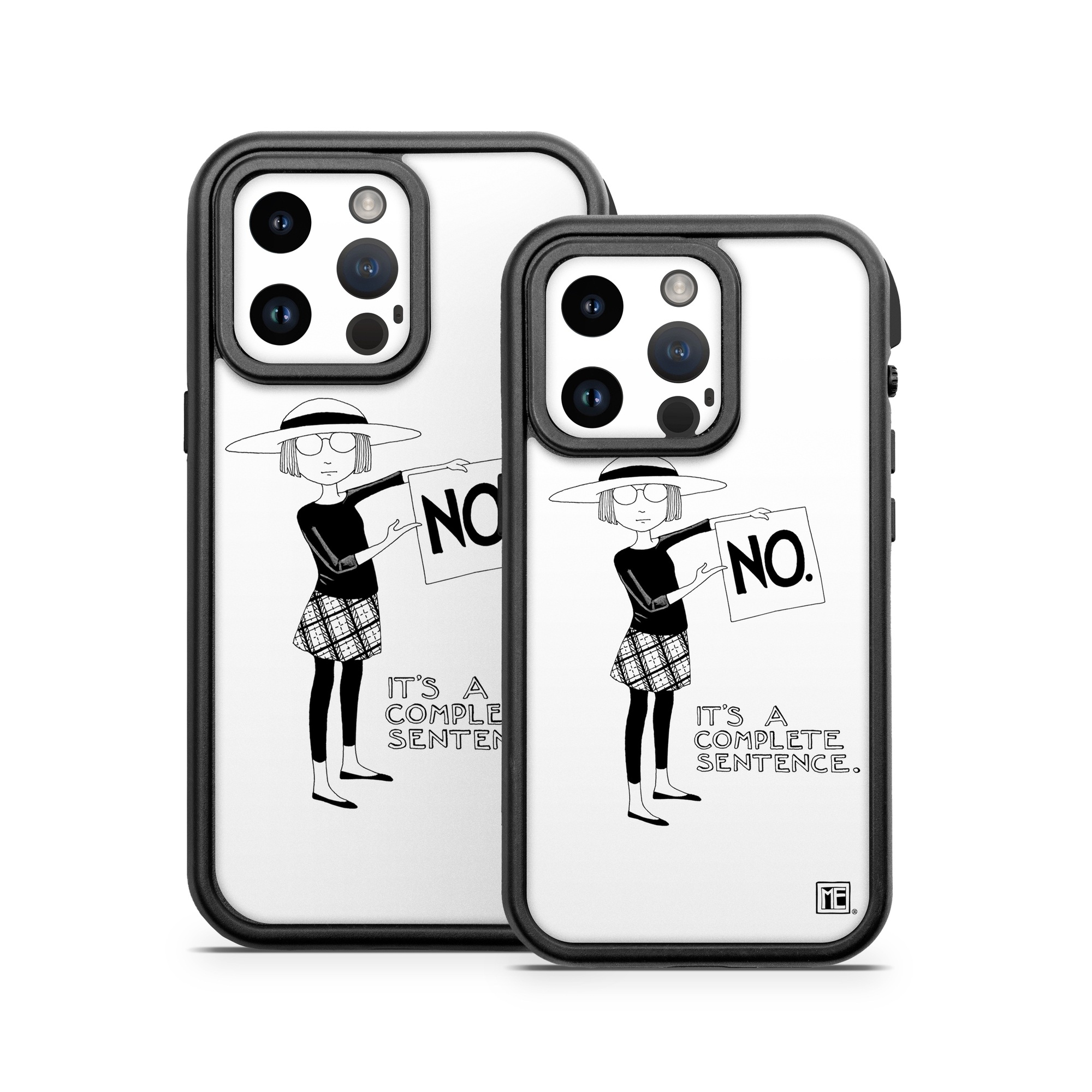 OtterBox Fre iPhone 14 Series Case Skin design of Cartoon, Illustration, Design, Font, Black-and-white, Pattern, Style, with white, black colors