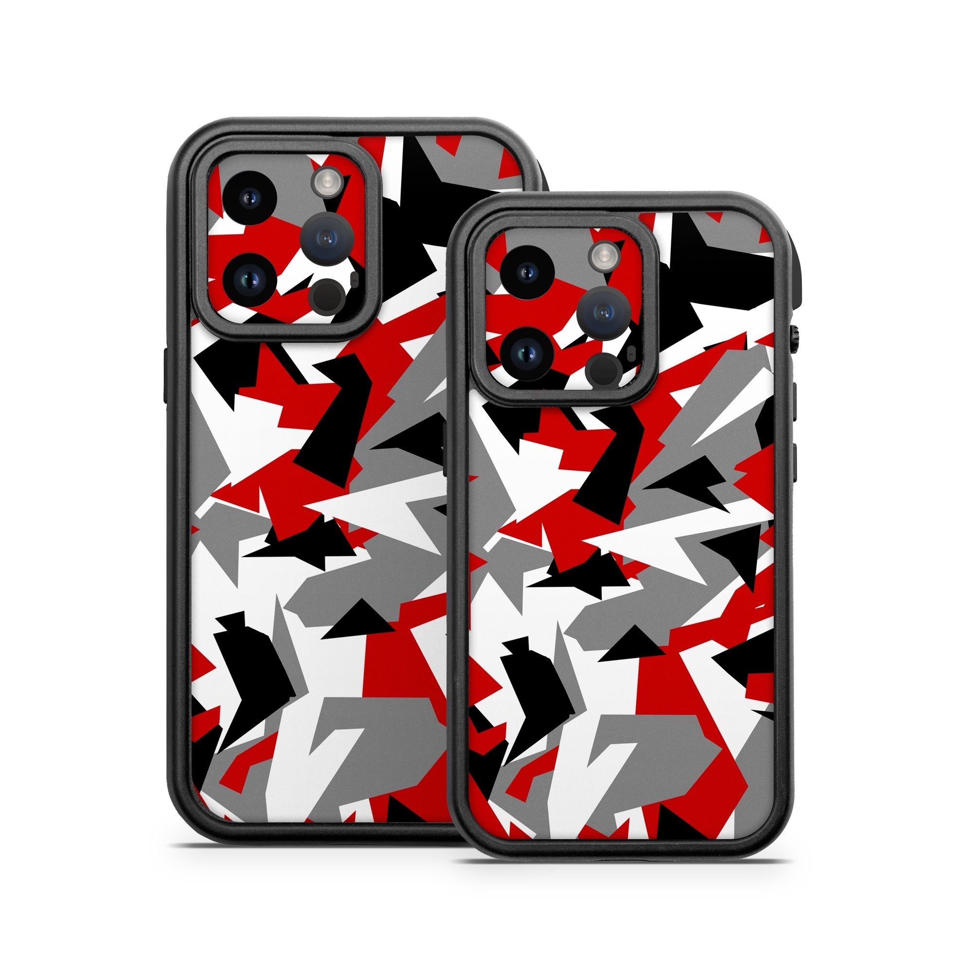 OtterBox Fre iPhone 14 Series Case Skin design of Red, Pattern, Font, Design, Textile, Carmine, Illustration, Flag, Crowd, with red, white, black, gray colors