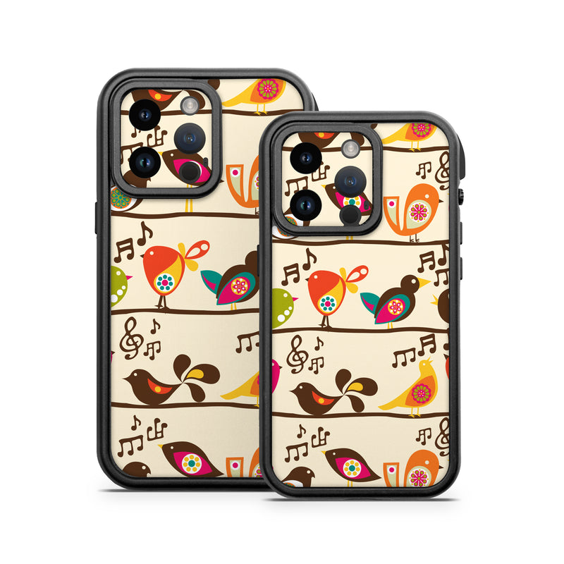 OtterBox Fre iPhone 14 Series Case Skin design of Orange, Pink, Creative arts, Bird, Graphics, Design, Motif, Clip art, with orange, pink, green, yellow, brown colors