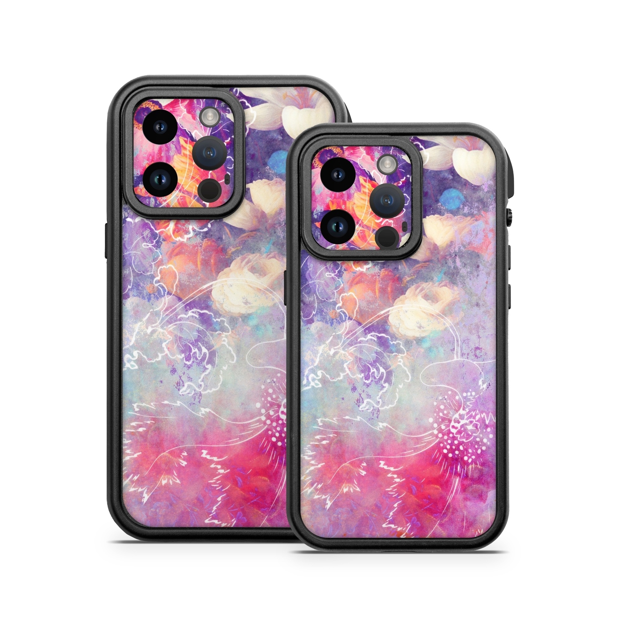 OtterBox Fre iPhone 14 Series Case Skin design of Purple, Violet, Pink, Graphic design, Illustration, Sky, Art, Design, Watercolor paint, Graphics, with purple, white, red, orange, blue colors