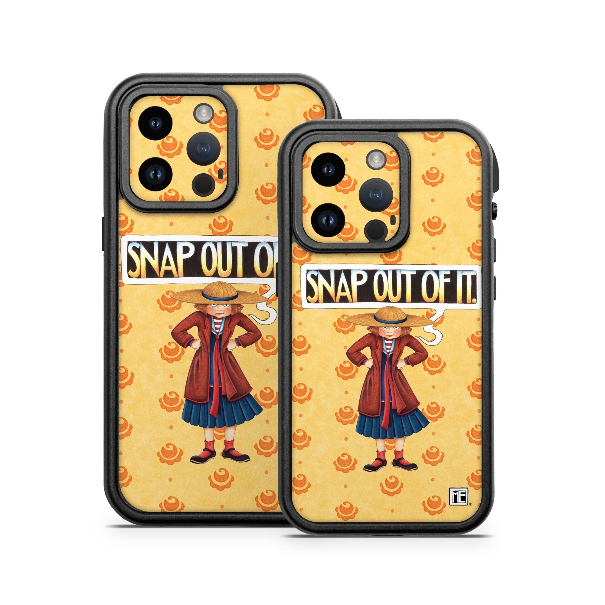 OtterBox Fre iPhone 14 Series Case Skin design of Cartoon, Illustration, Poster, Animated cartoon, Fiction, Anime, Art, Fictional character, Games, with pink, orange, black, red, gray, white colors