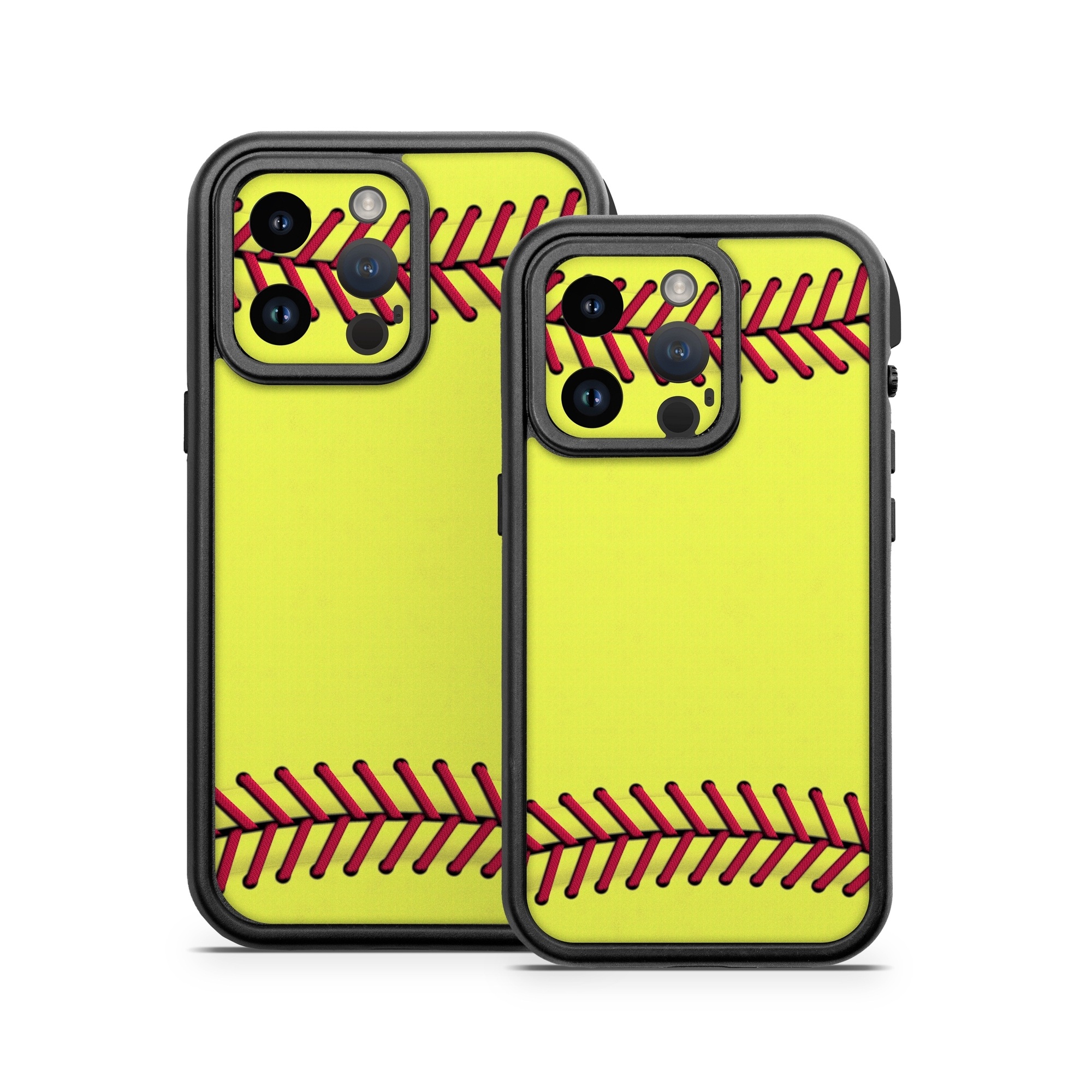 OtterBox Fre iPhone 14 Series Case Skin design of Yellow, Plant, Line, Slope, Terrestrial plant, Font, Art, Parallel, Circle, Rectangle, with yellow, red colors