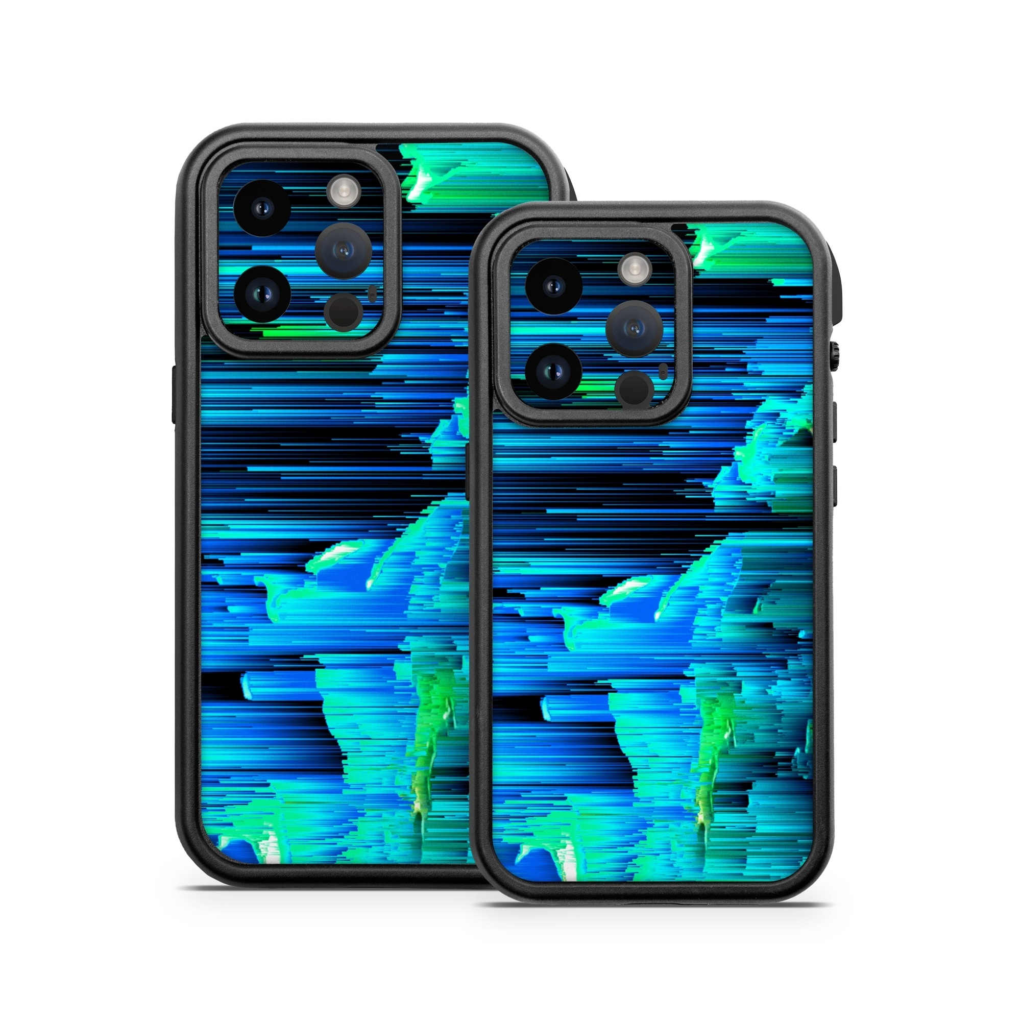 OtterBox Fre iPhone 14 Series Case Skin design of Blue, Green, Turquoise, Light, Colorfulness, Electric blue, with blue, green, black, white colors