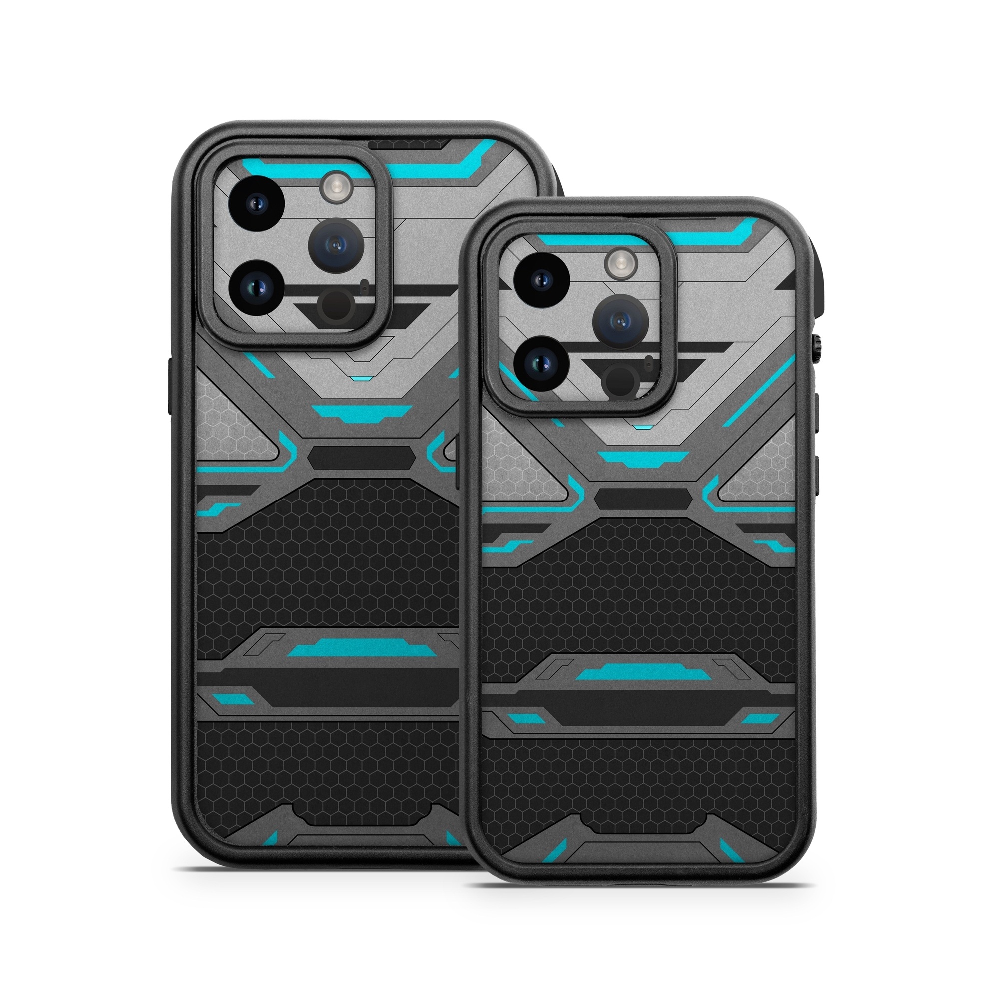 OtterBox Fre iPhone 14 Series Case Skin design of Blue, Turquoise, Pattern, Teal, Symmetry, Design, Line, Automotive design, Font, with black, gray, blue colors