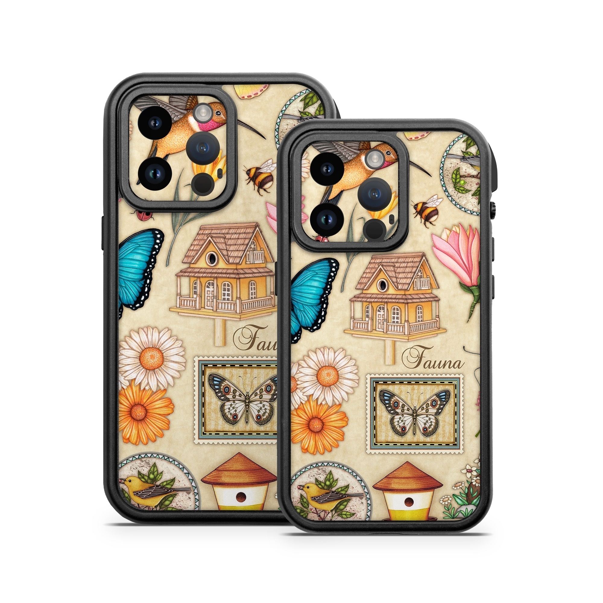 OtterBox Fre iPhone 14 Series Case Skin design of Butterfly, Insect, Moths and butterflies, Cynthia (subgenus), Pollinator, Brush-footed butterfly, Organism, Invertebrate, Lepidopterist, Clip art, with gray, green, black, red, blue colors