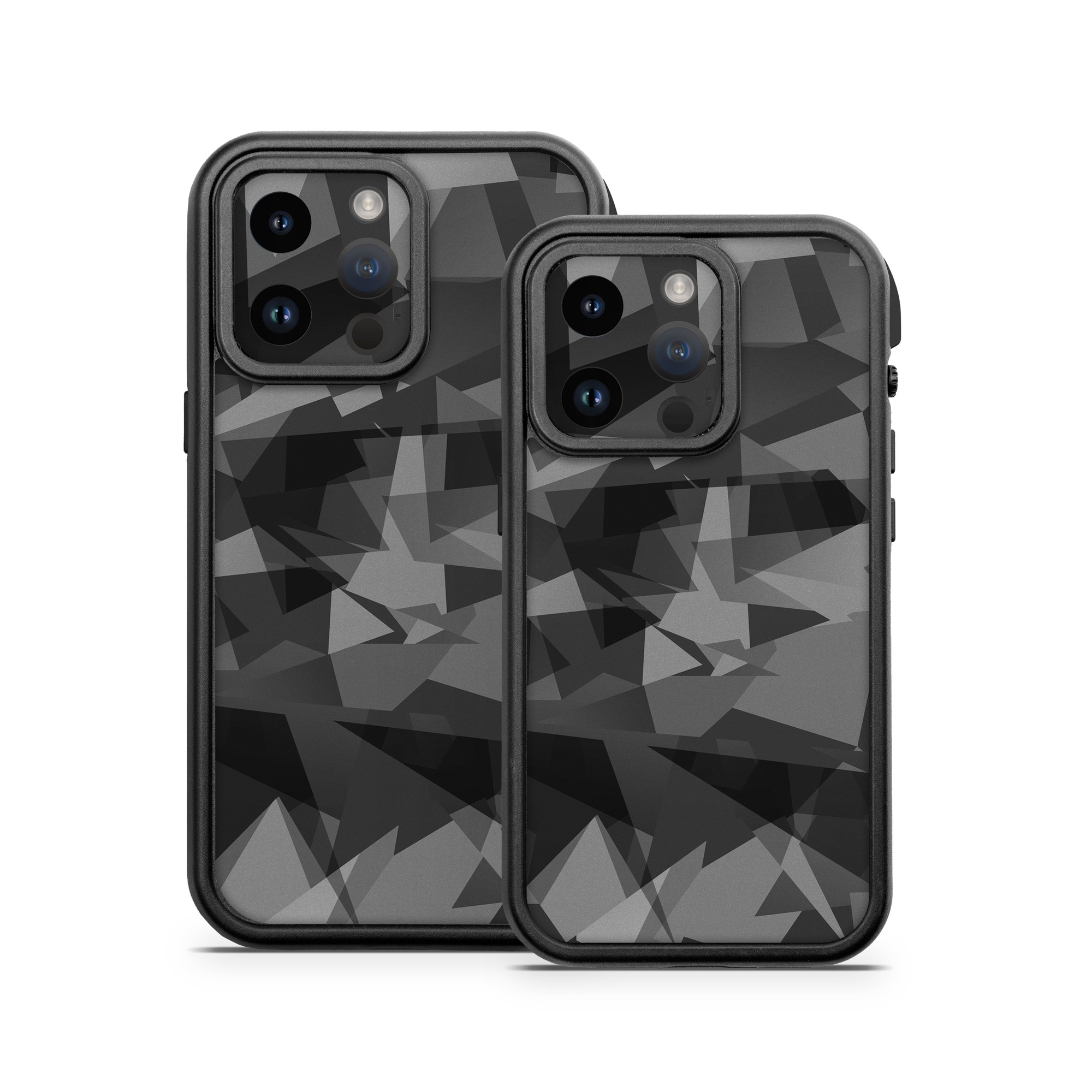 OtterBox Fre iPhone 14 Series Case Skin design of Black, Pattern, Triangle, Black-and-white, Monochrome, Grey, Design, Line, Architecture, Monochrome photography, with black, gray colors