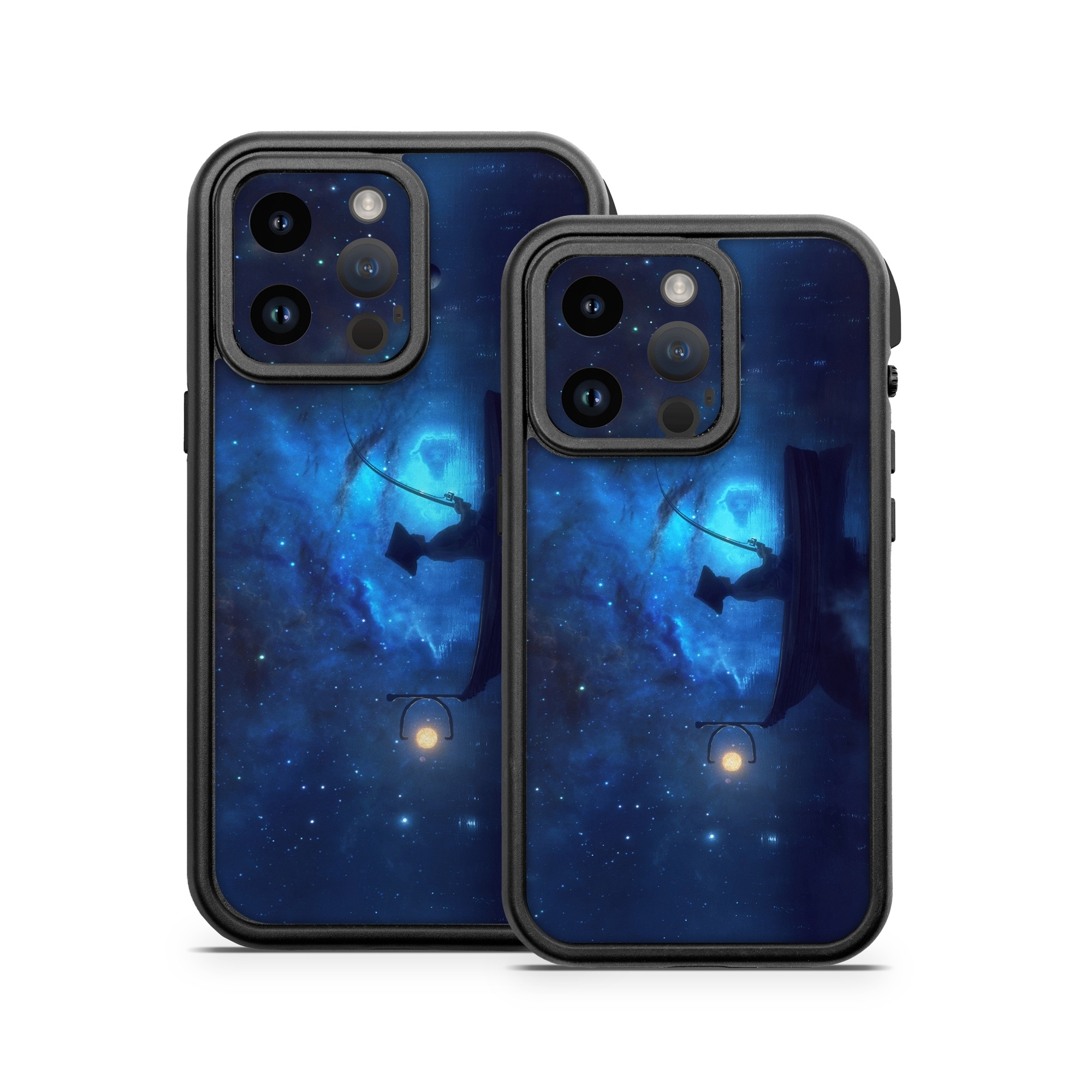 OtterBox Fre iPhone 14 Series Case Skin design of Sky, Night, Atmosphere, Light, Atmospheric phenomenon, Darkness, Screenshot, Space, Midnight, Moonlight, with white, blue, black, green, orange colors