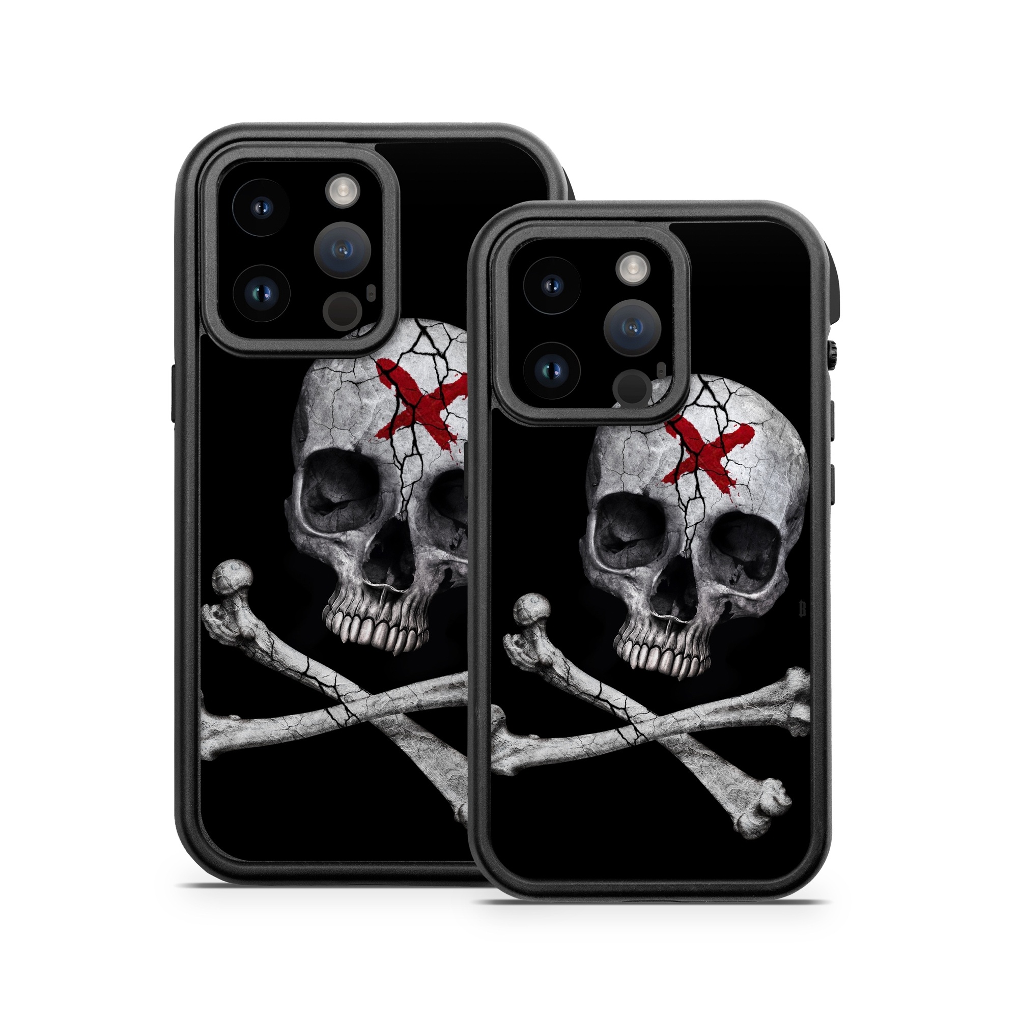 OtterBox Fre iPhone 14 Series Case Skin design of Bone, Skull, Skeleton, Jaw, Illustration, Animation, Fictional character, Still life photography, with black, white, gray colors