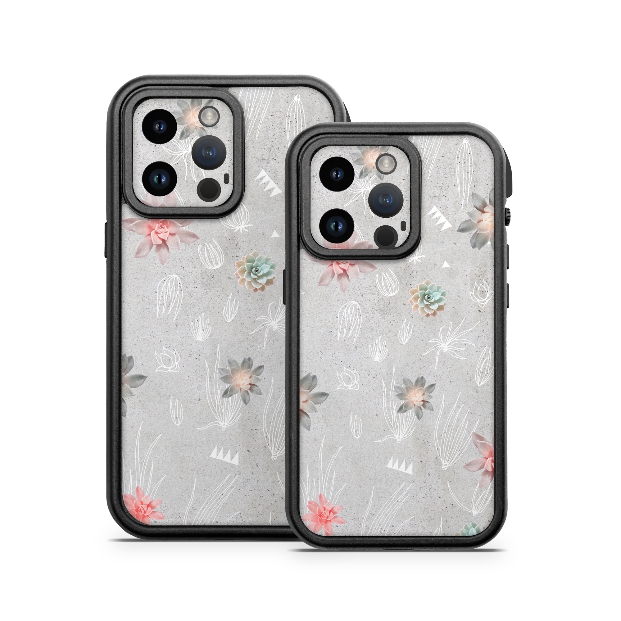 OtterBox Fre iPhone 14 Series Case Skin design of Pink, Pattern, Wrapping paper, Textile, Design, Wallpaper, Floral design, Plant, Flower, with gray, red, white, pink colors