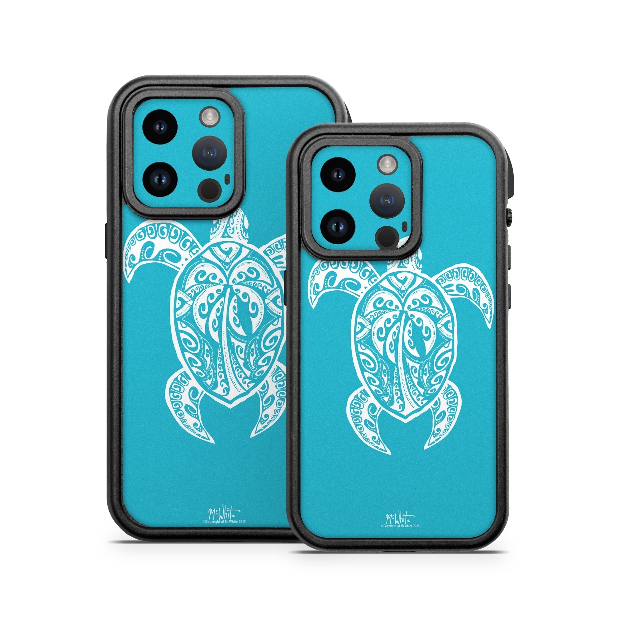 OtterBox Fre iPhone 14 Series Case Skin design of Sea turtle, Turtle, Green sea turtle, Reptile, Illustration, with blue, white colors