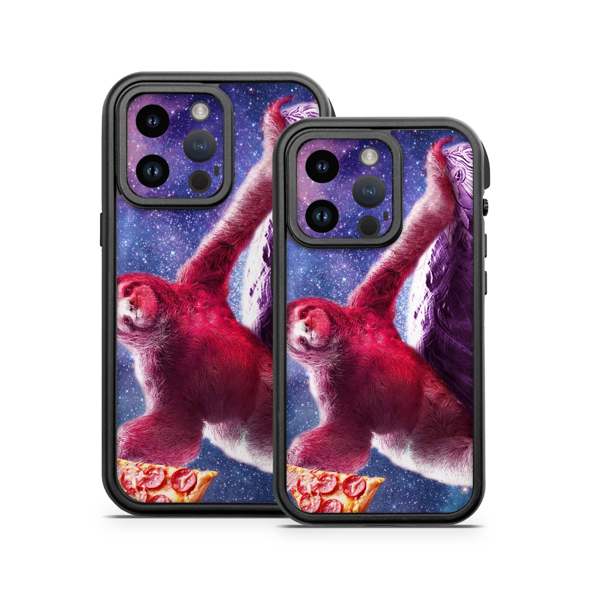 OtterBox Fre iPhone 14 Series Case Skin design of Illustration, Pink, Turtle, Art, Sea turtle, Space, Painting, Fictional character, Tortoise, with black, white, blue, gray, red, yellow colors