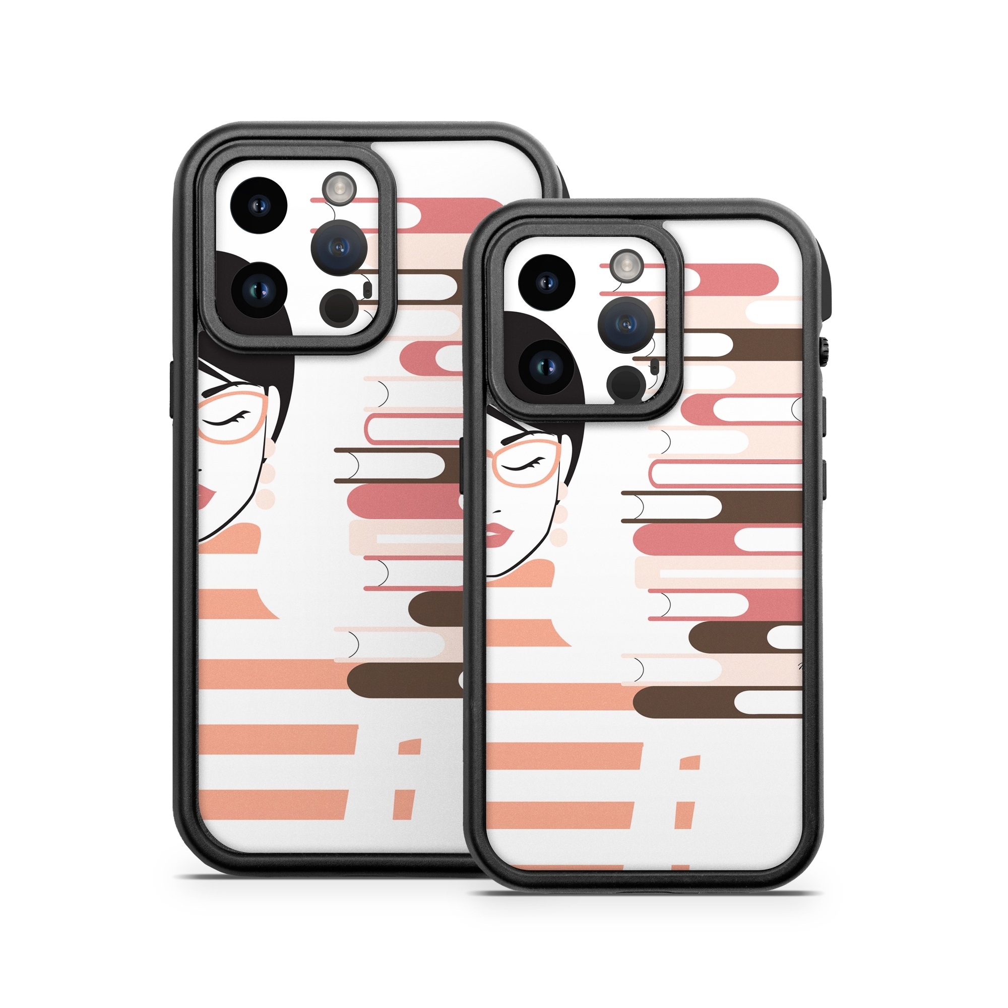 OtterBox Fre iPhone 14 Series Case Skin design of Eyebrow, Gesture, Font, Carmine, Graphics, Thumb, Art, Illustration, Graphic design, Lipstick, with white, black, pink, brown, red colors