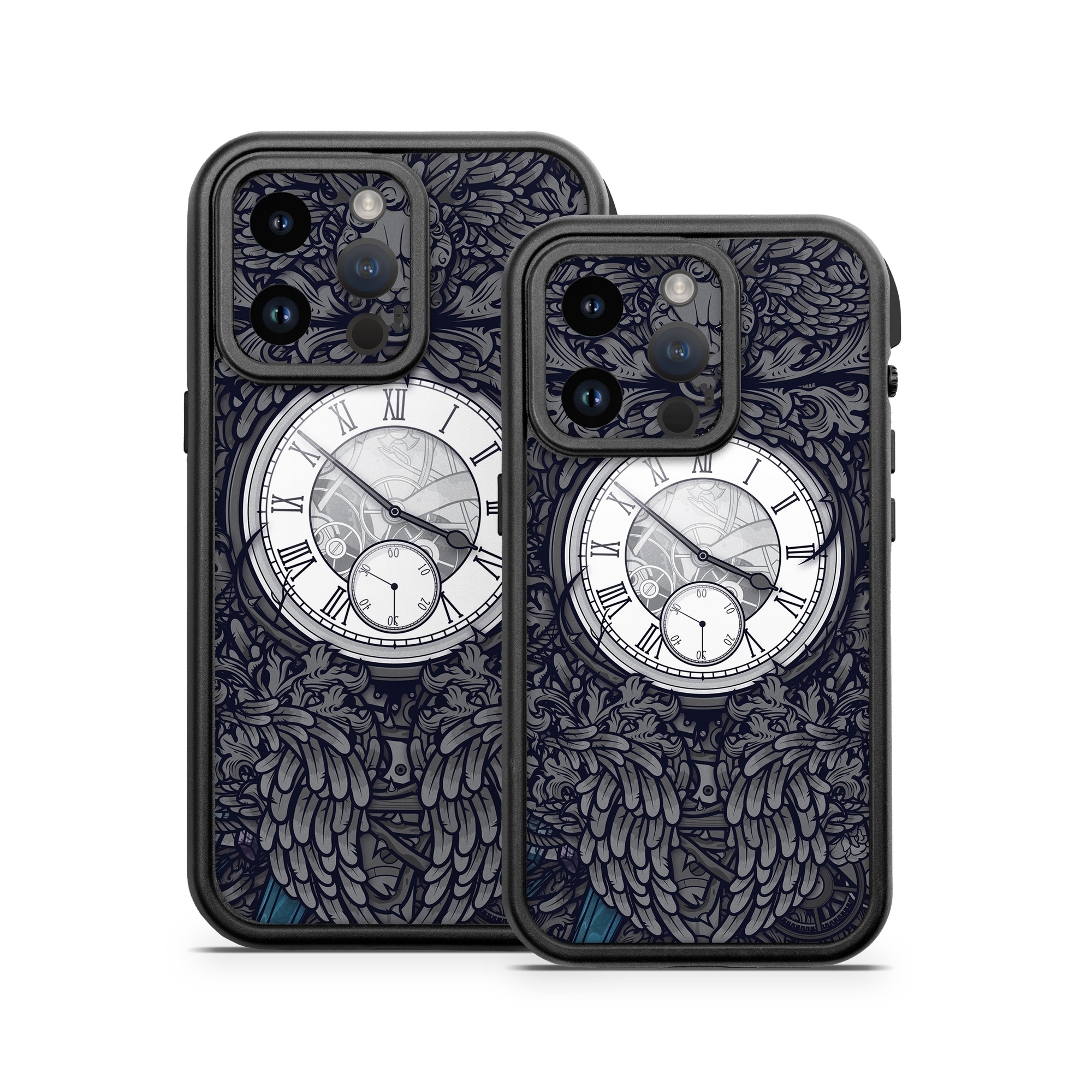OtterBox Fre iPhone 14 Series Case Skin design of Blue, Pattern, Psychedelic art, Design, Circle, Art, Font, Graphic design, Visual arts, Illustration, with black, gray colors