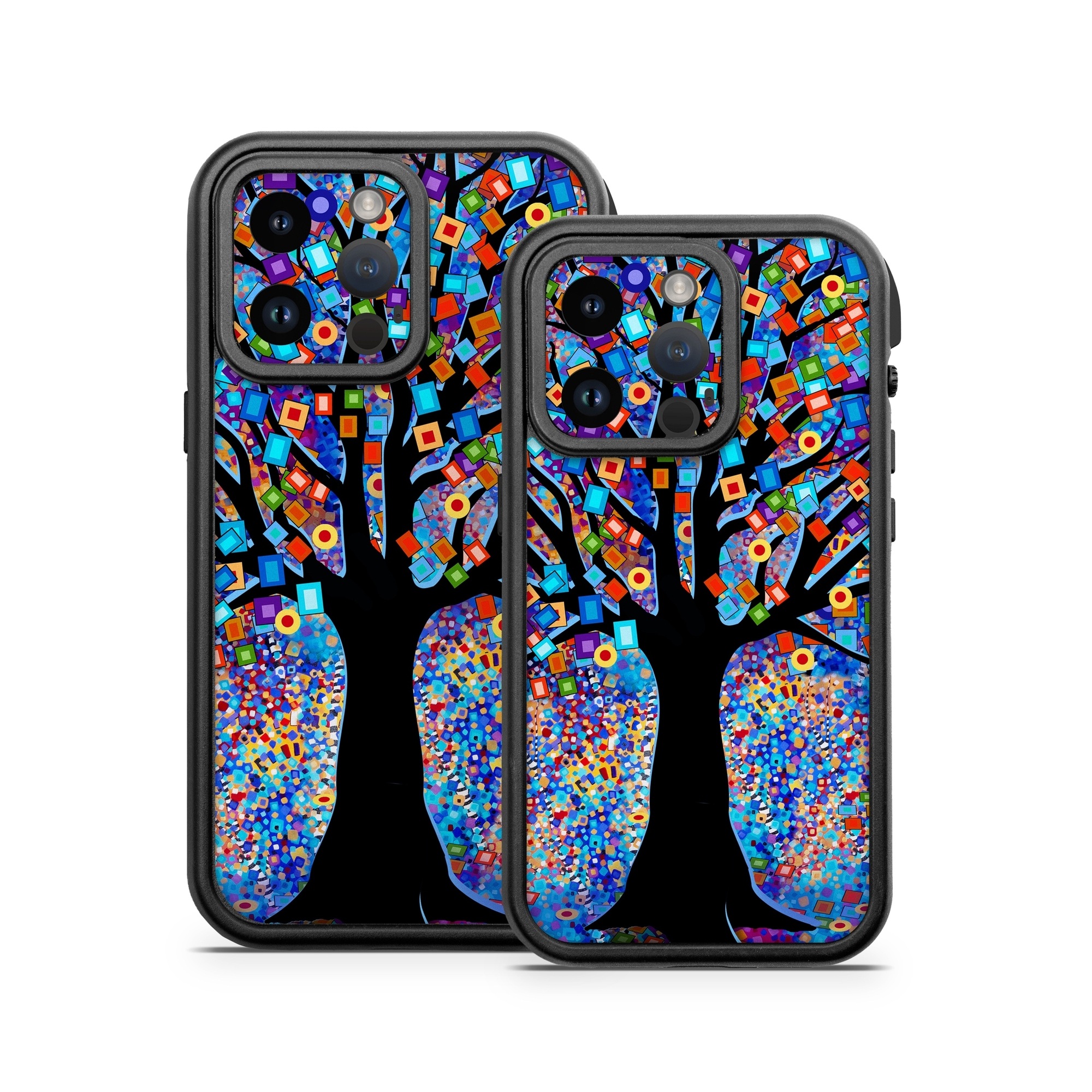 OtterBox Fre iPhone 14 Series Case Skin design of Psychedelic art, Modern art, Art, with black, blue, red, orange, yellow, green, purple colors