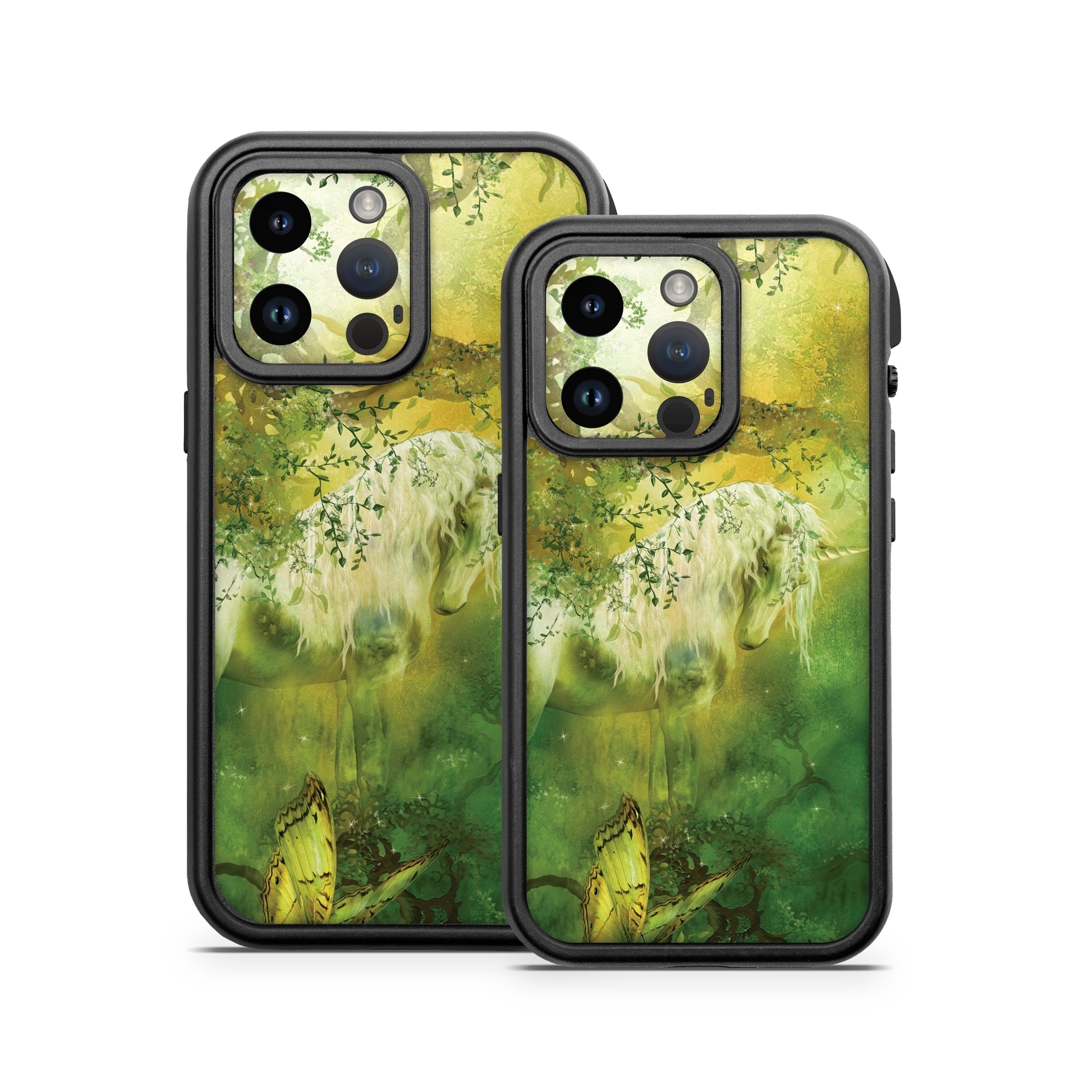 OtterBox Fre iPhone 14 Series Case Skin design of Nature, Green, Painting, Art, Visual arts, Watercolor paint, Illustration, Modern art, Still life, with green, black, gray colors