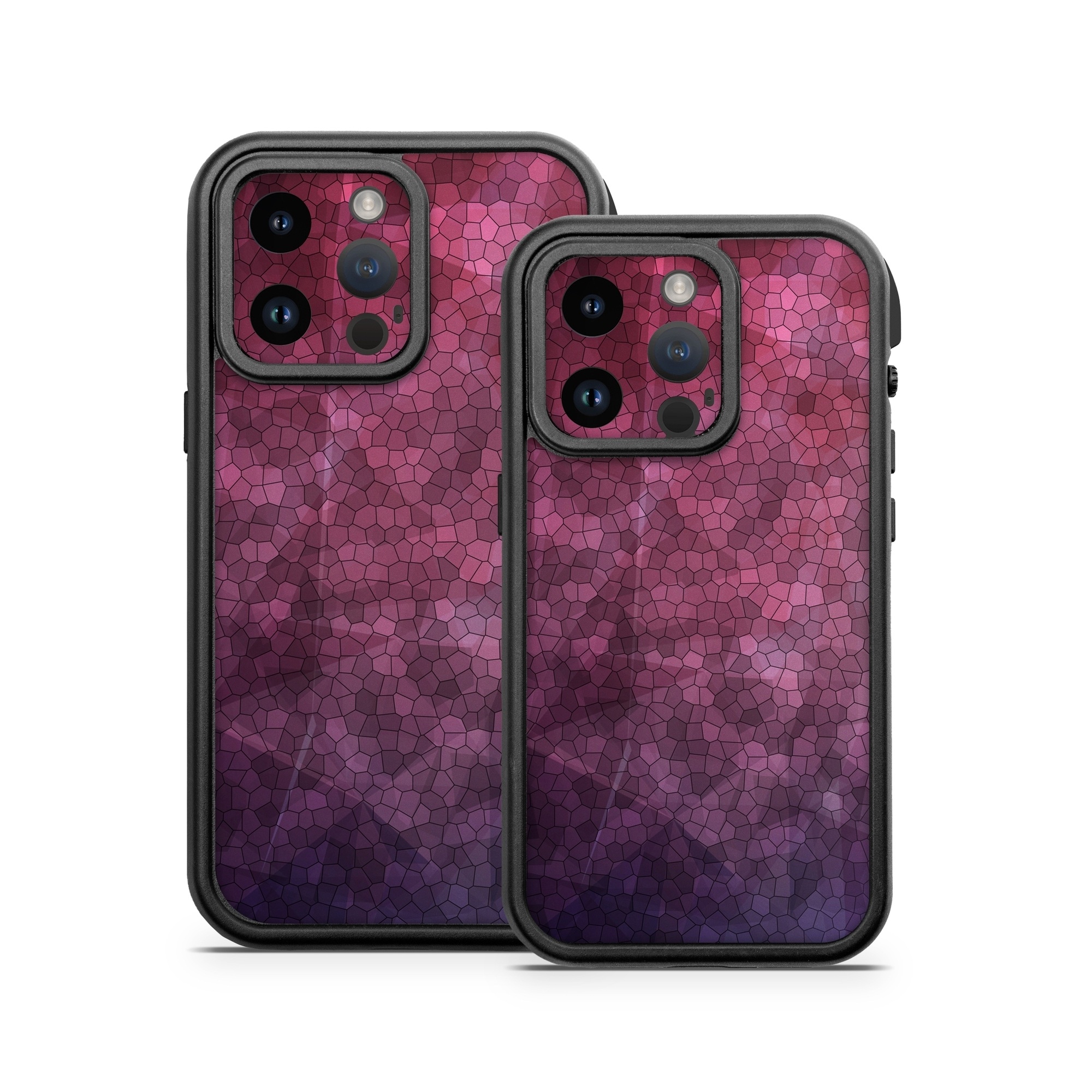 OtterBox Fre iPhone 14 Series Case Skin design of Purple, Sky, Red, Violet, Pink, Pattern, Design, Triangle, Line, Magenta, with black, red, purple, pink, white colors