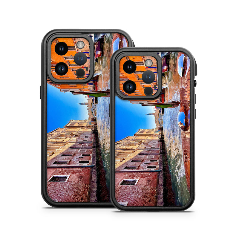 OtterBox Fre iPhone 14 Series Case Skin design of Boat, Watercraft, Waterway, Channel, Boats and boating--Equipment and supplies, Canal, Reflection, Travel, Varnish, Naval architecture