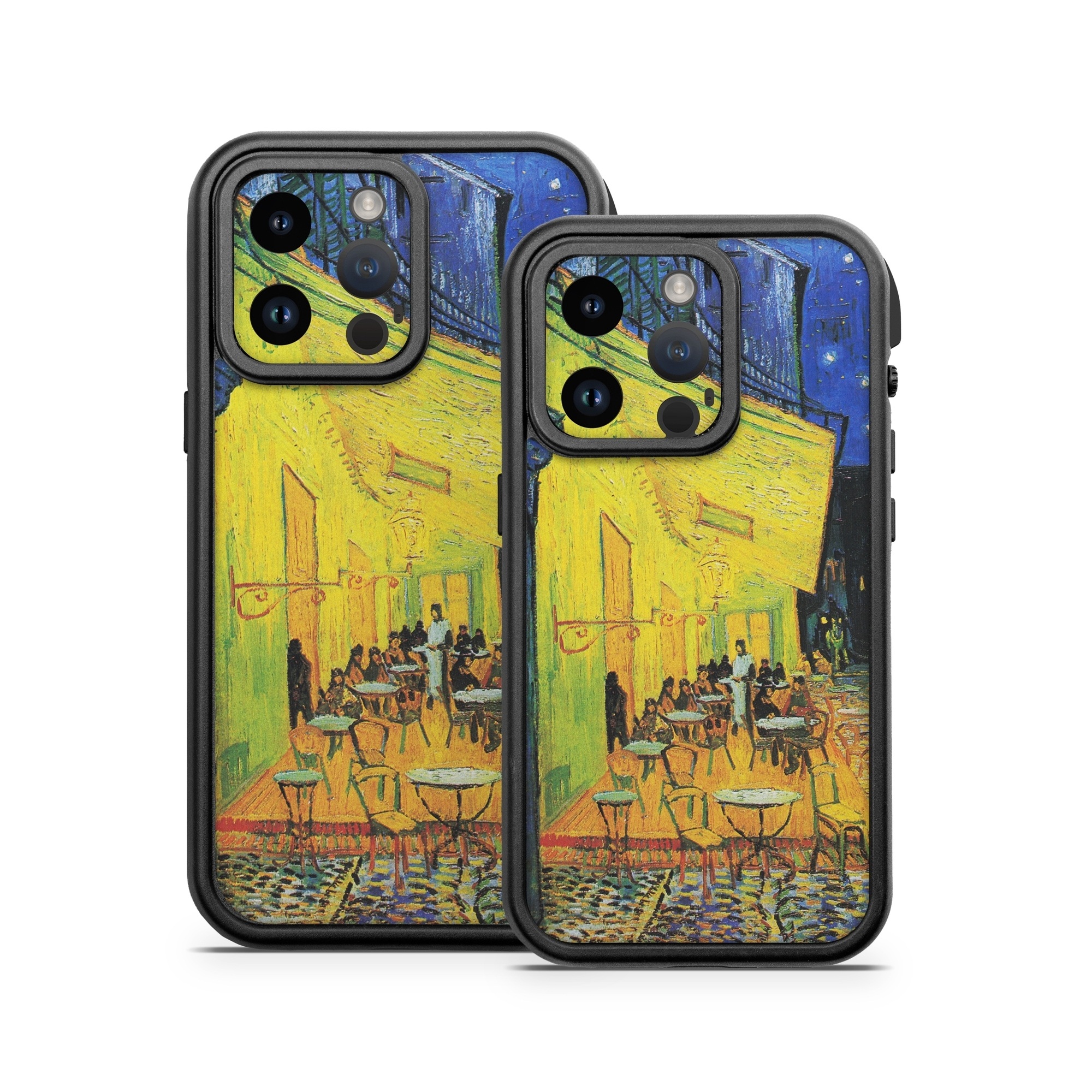 OtterBox Fre iPhone 14 Series Case Skin design of Painting, Art, Yellow, Watercolor paint, Illustration, Modern art, Visual arts, Street, Infrastructure, Tree, with green, black, blue, gray, red colors