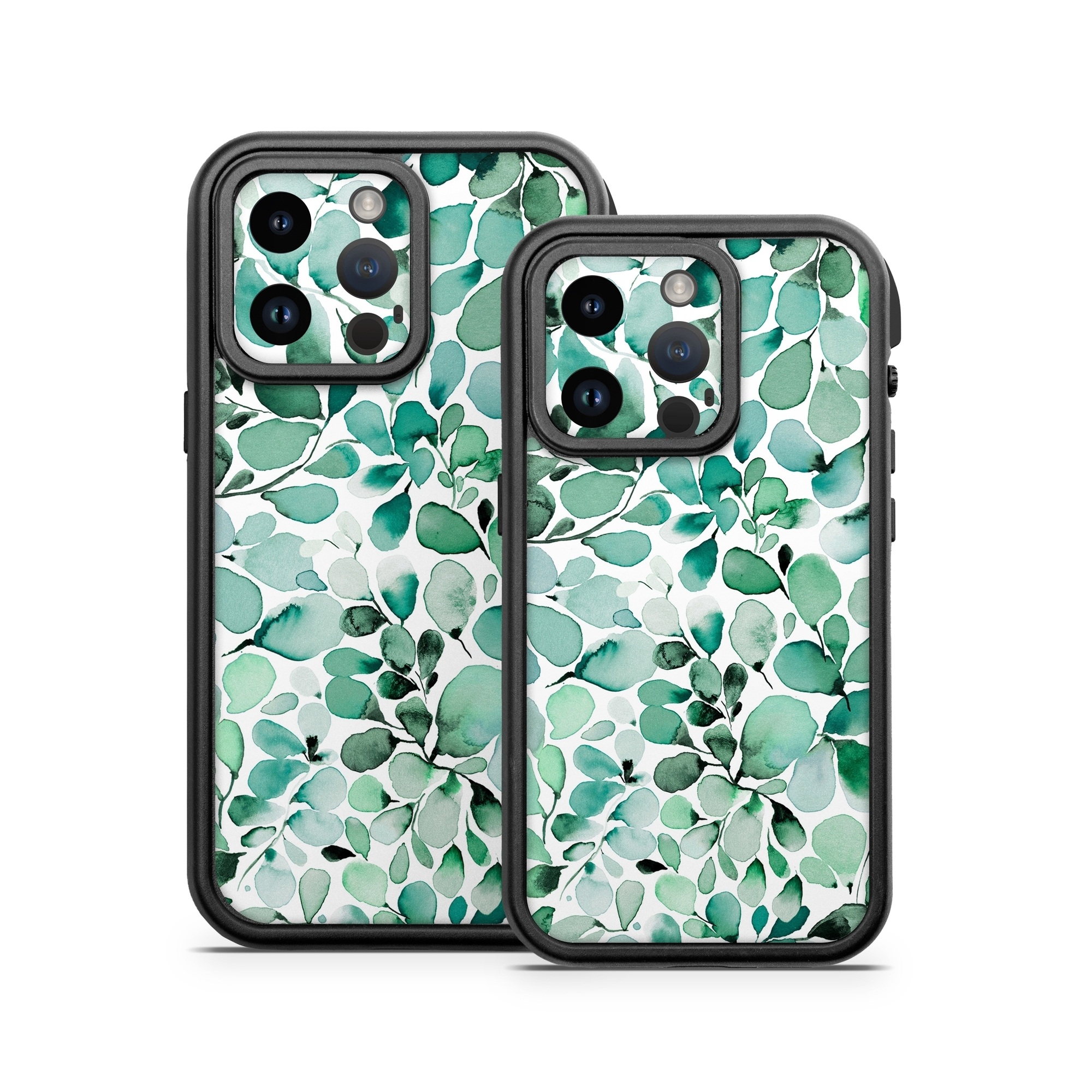 OtterBox Fre iPhone 14 Series Case Skin design of Azure, Line, Aqua, Pattern, Art, Symmetry, Electric blue, Circle, Creative arts, Terrestrial plant, with white, green, black colors