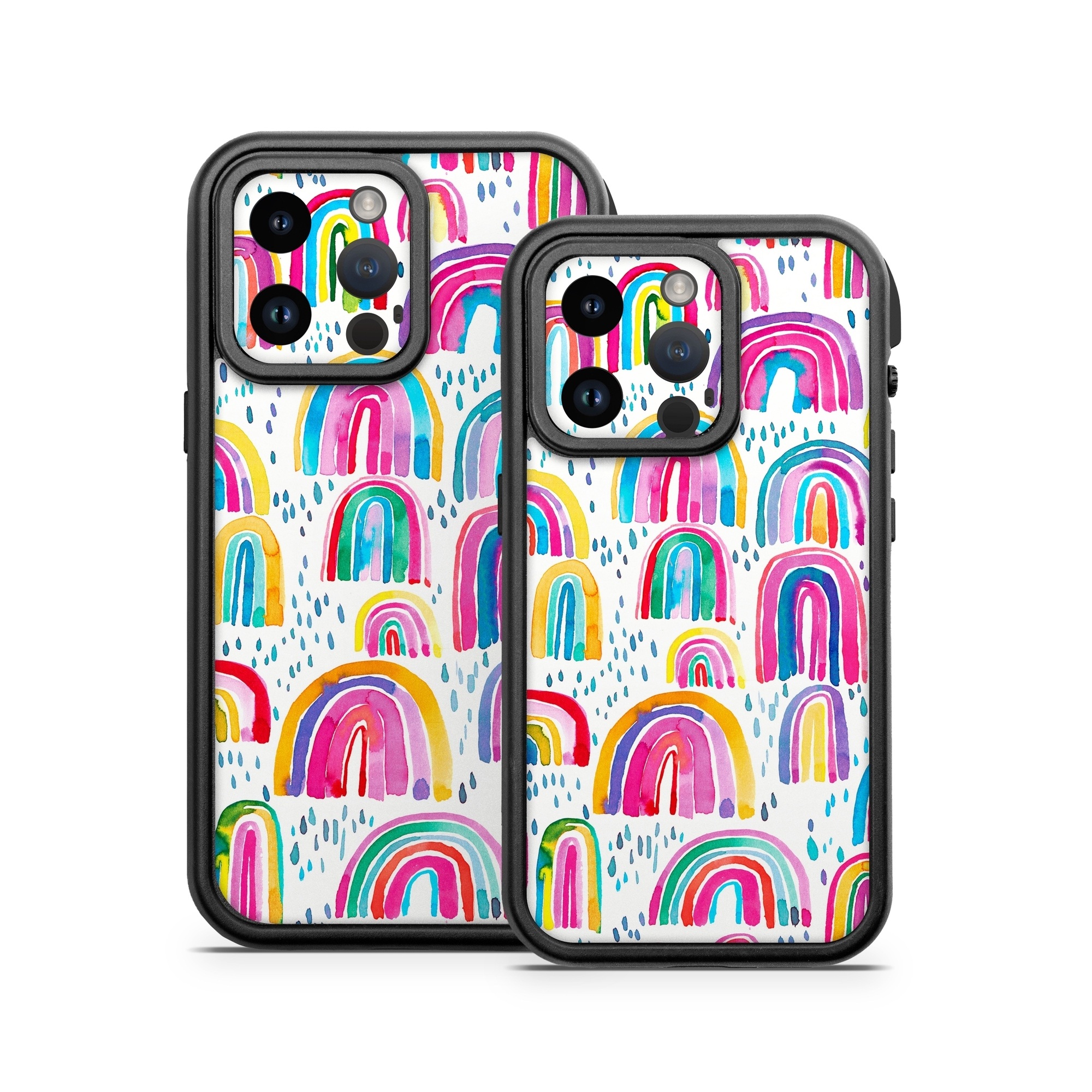 OtterBox Fre iPhone 14 Series Case Skin design of Line, Pattern, Design, with white, orange, yellow, blue, pink, red, green colors