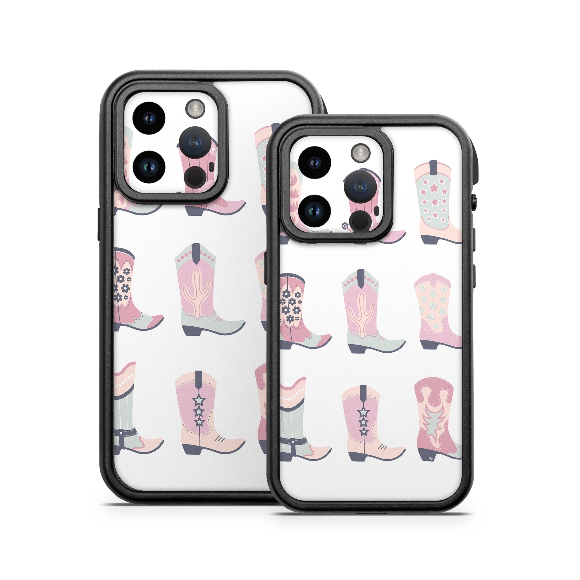 OtterBox Fre iPhone 14 Series Case Skin design of Footwear, Shoe, White, Durango boot, Product, Fashion, Textile, Pink, Font, Red, with pink, white, blue, brown colors