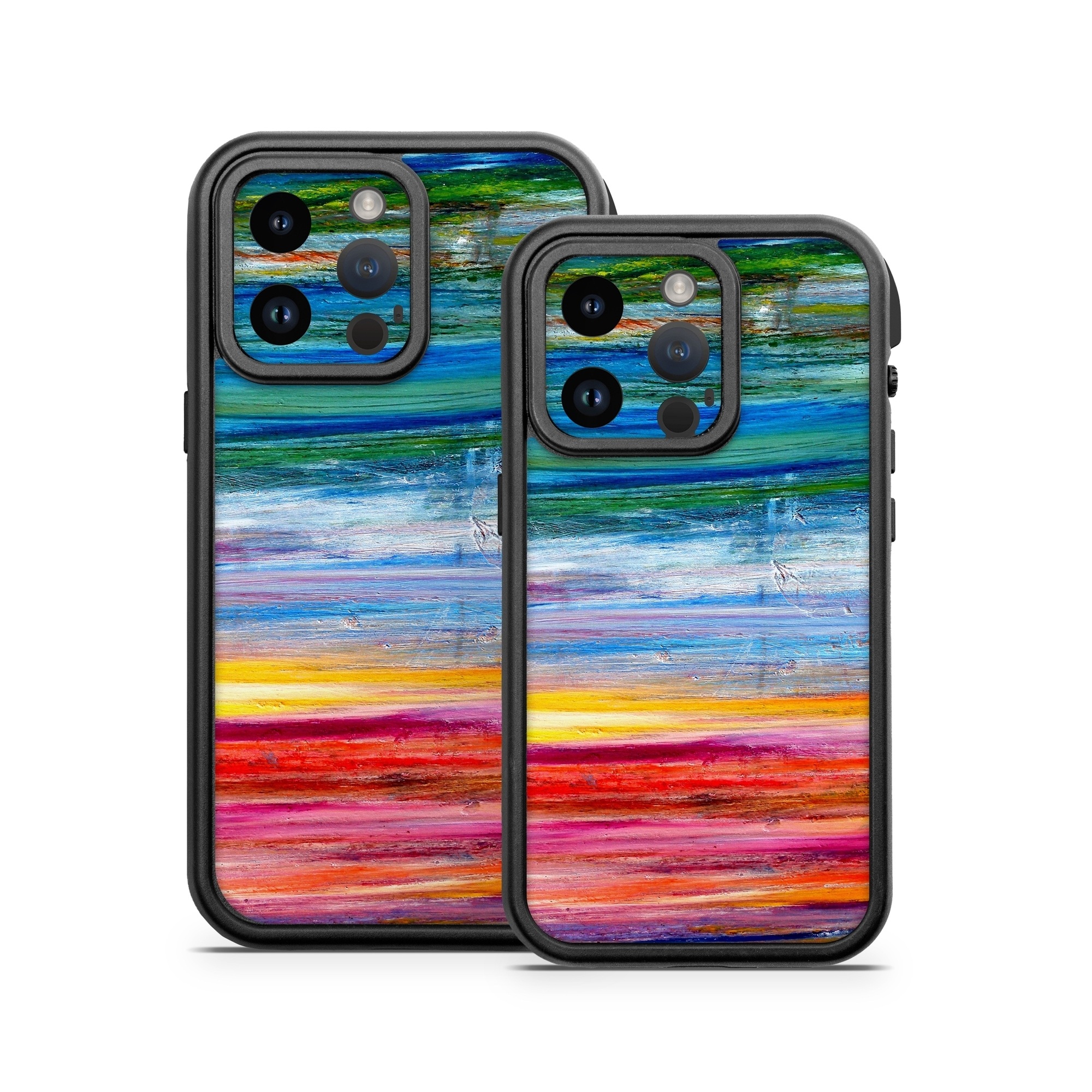 OtterBox Fre iPhone 14 Series Case Skin design of Sky, Painting, Acrylic paint, Modern art, Watercolor paint, Art, Horizon, Paint, Visual arts, Wave, with gray, blue, red, black, pink colors