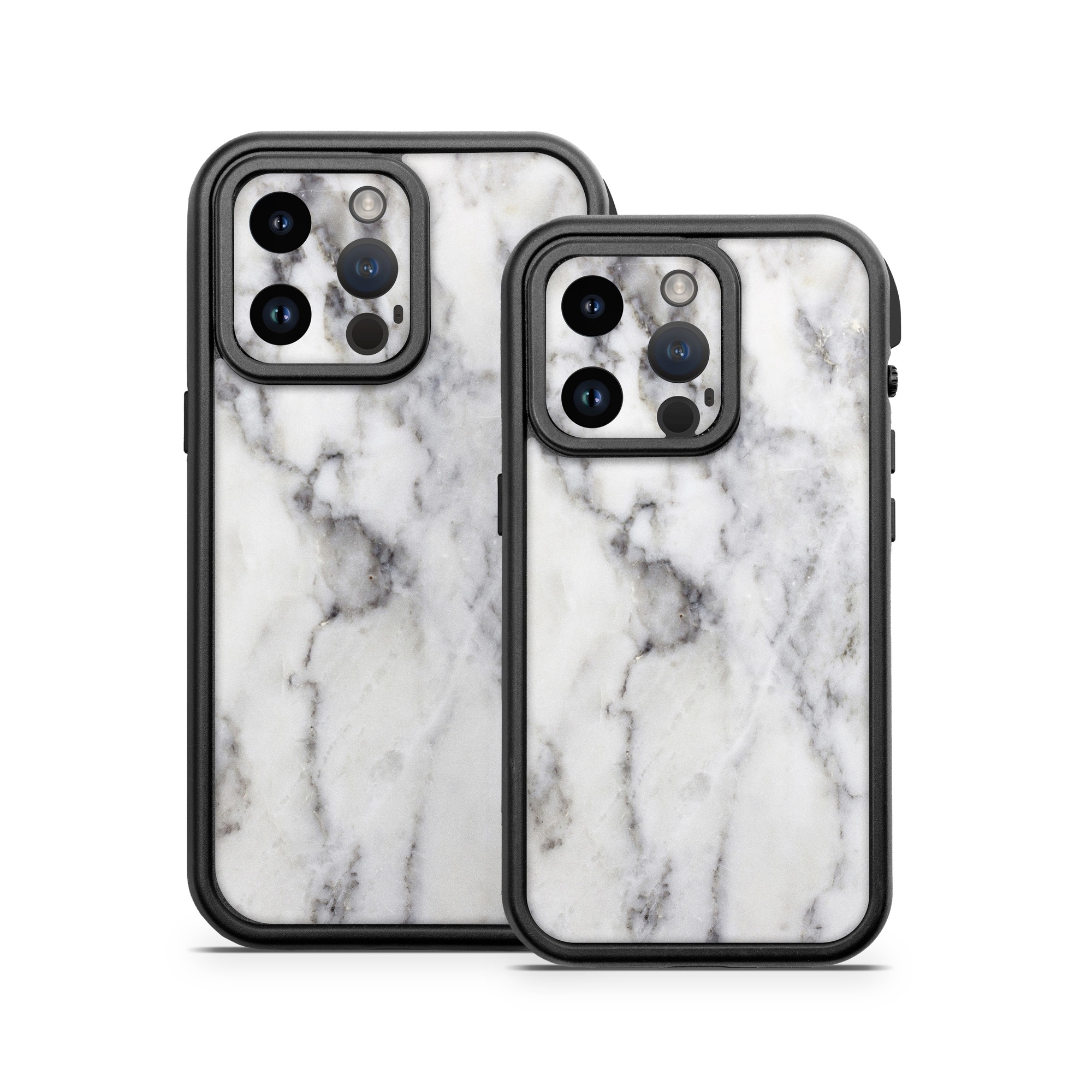 OtterBox Fre iPhone 14 Series Case Skin design of White, Geological phenomenon, Marble, Black-and-white, Freezing, with white, black, gray colors
