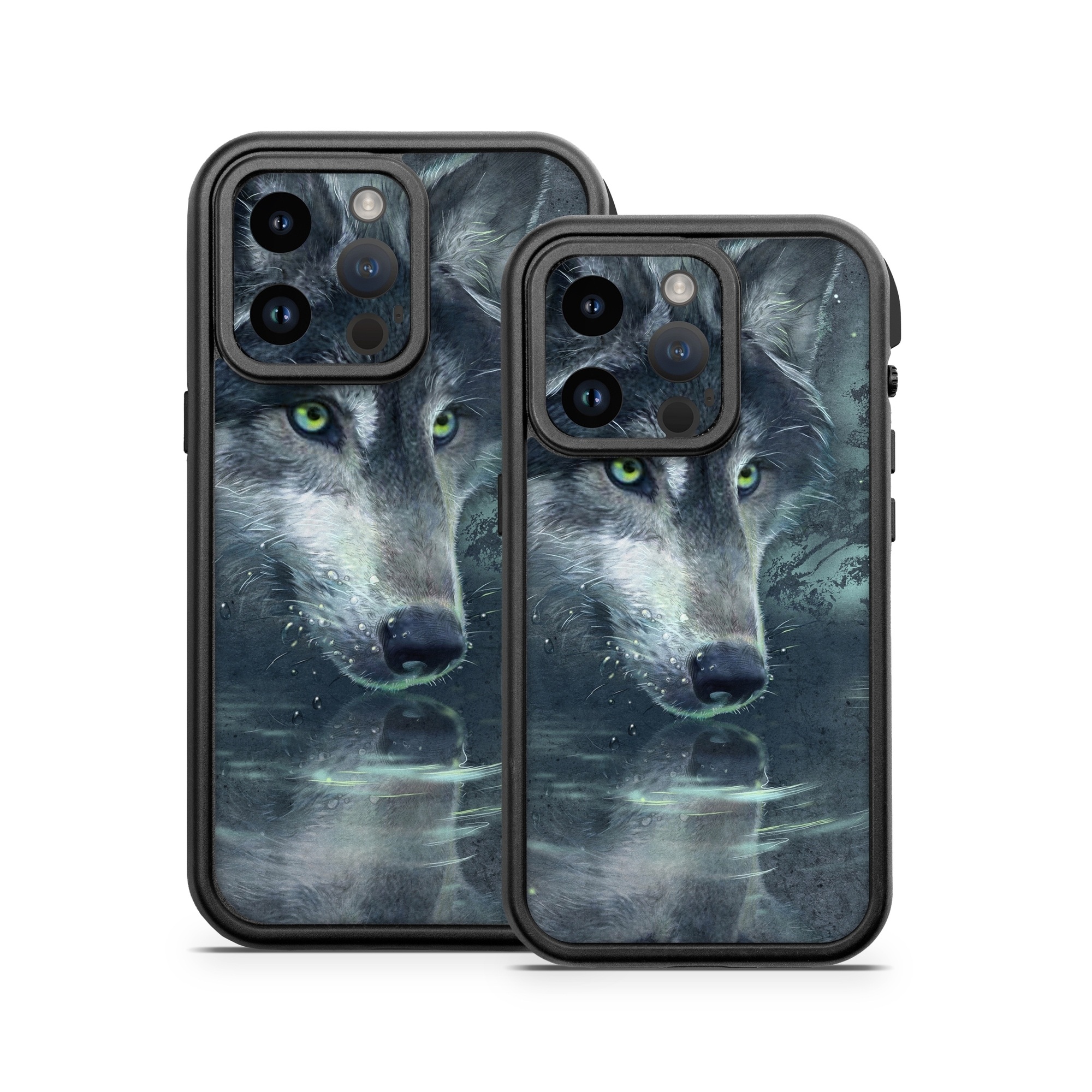 OtterBox Fre iPhone 14 Series Case Skin design of Wolf, Canidae, Wildlife, Red wolf, Canis, canis lupus tundrarum, Snout, Saarloos wolfdog, Wolfdog, Carnivore, with black, gray, blue colors