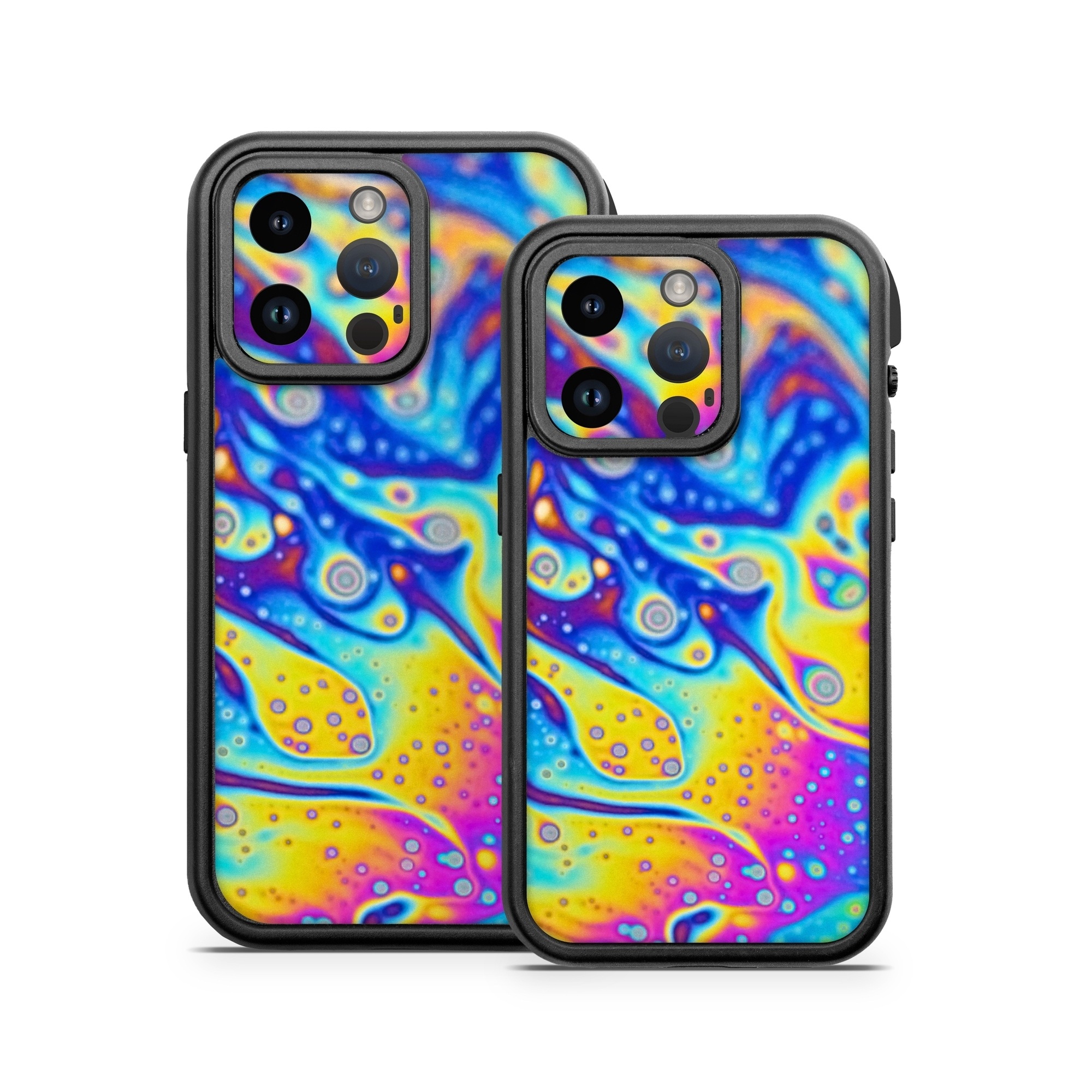 OtterBox Fre iPhone 14 Series Case Skin design of Psychedelic art, Blue, Pattern, Art, Visual arts, Water, Organism, Colorfulness, Design, Textile, with gray, blue, orange, purple, green colors