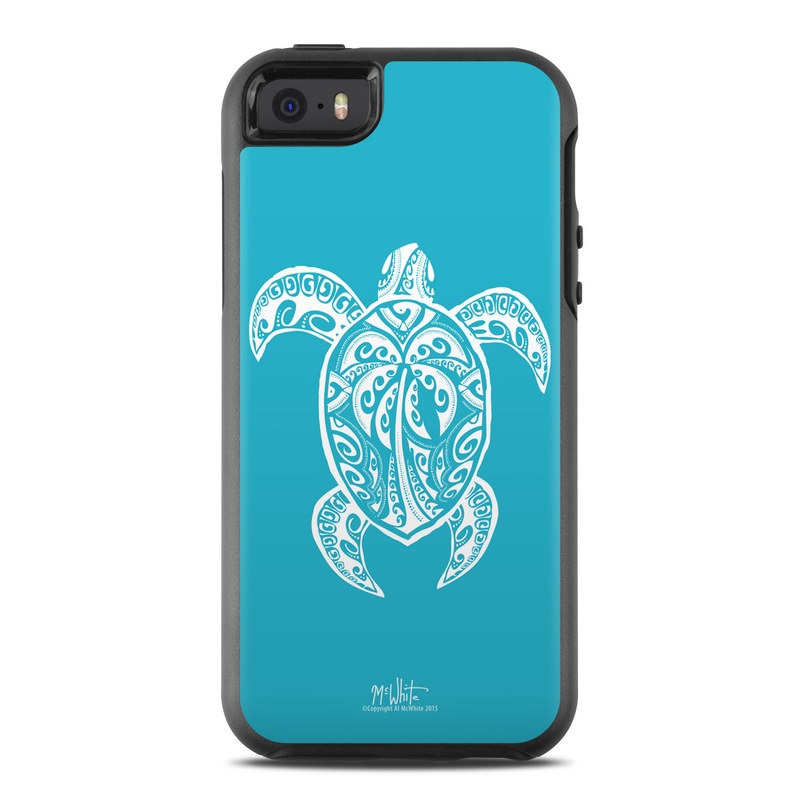 OtterBox Symmetry iPhone SE 1st Gen Case Skin design of Sea turtle, Turtle, Green sea turtle, Reptile, Illustration, with blue, white colors